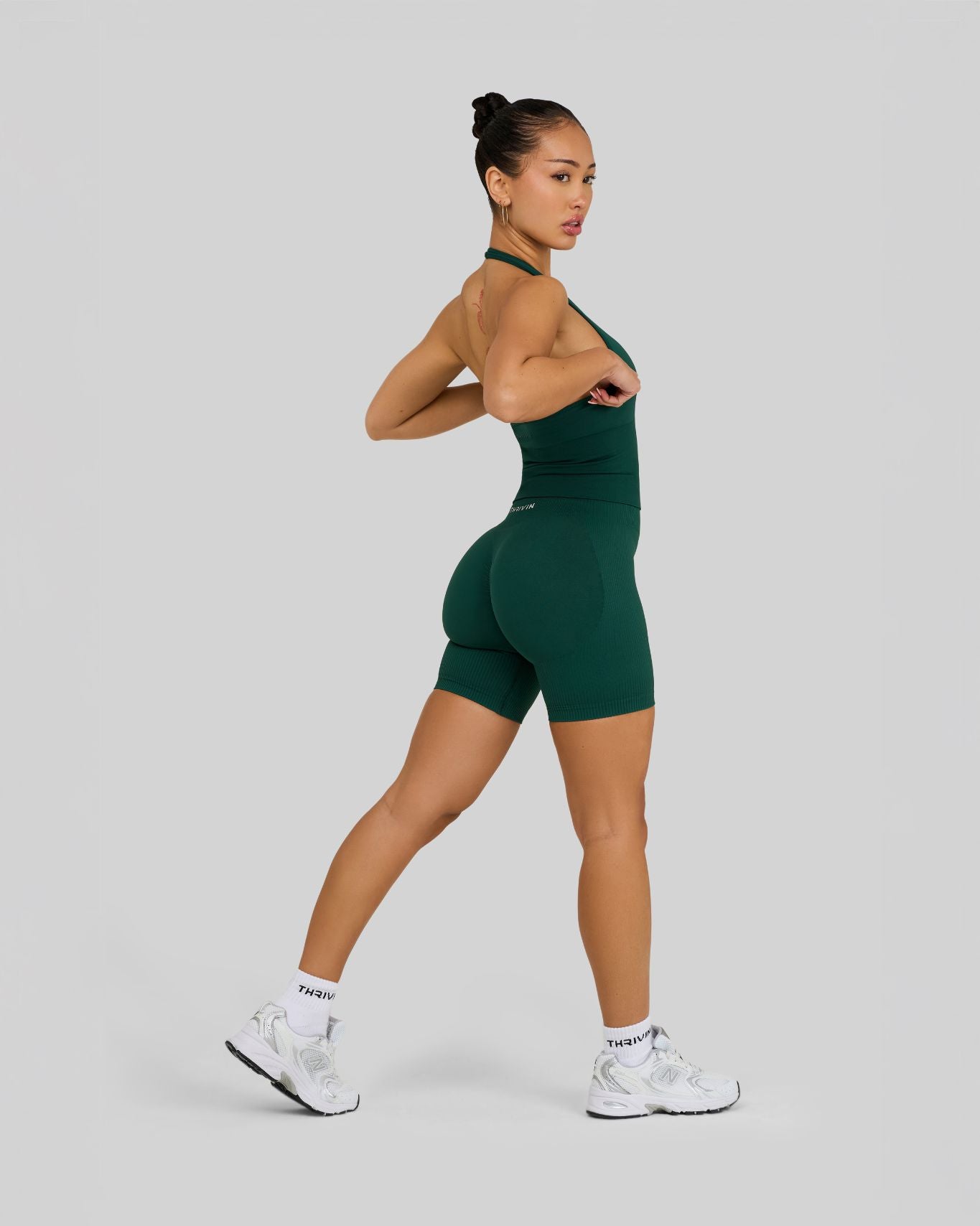 Elevate Ribbed Contour Shorts | Pine Green
