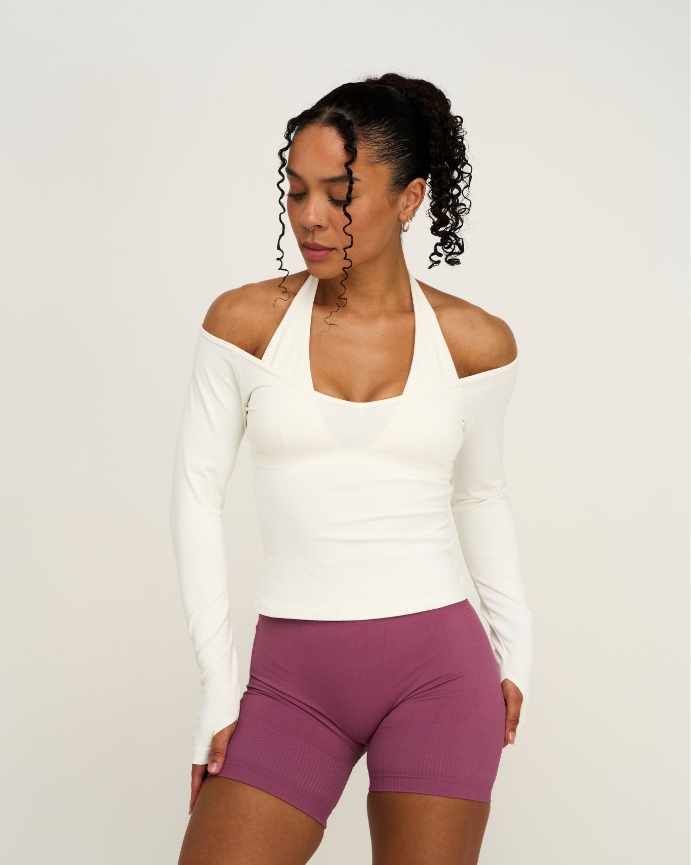 Elevate™ Sculpting Seamless V-Neck Top | Cream