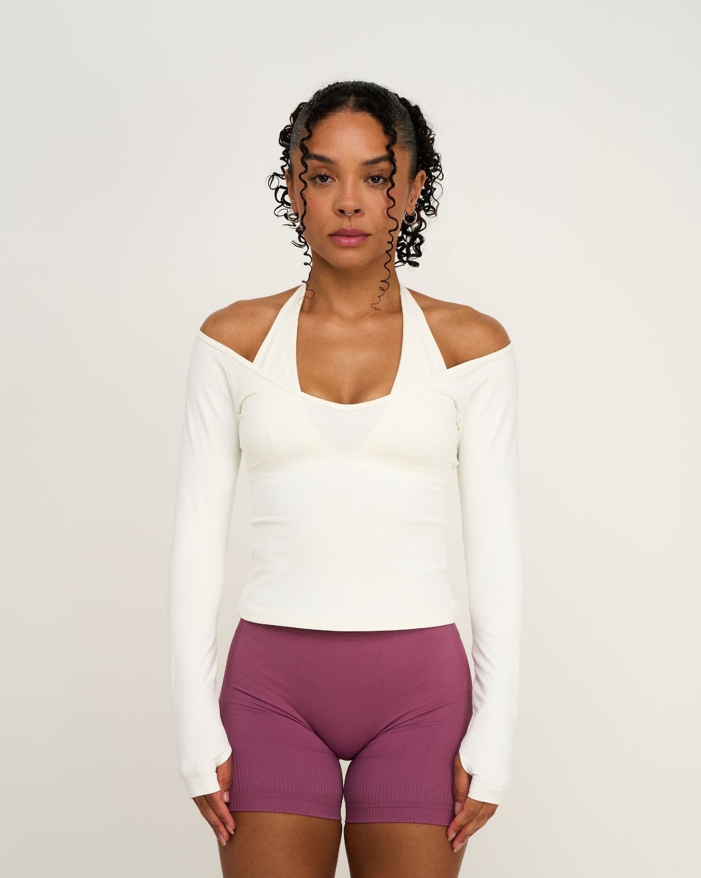 Elevate™ Sculpting Seamless V-Neck Top | Cream