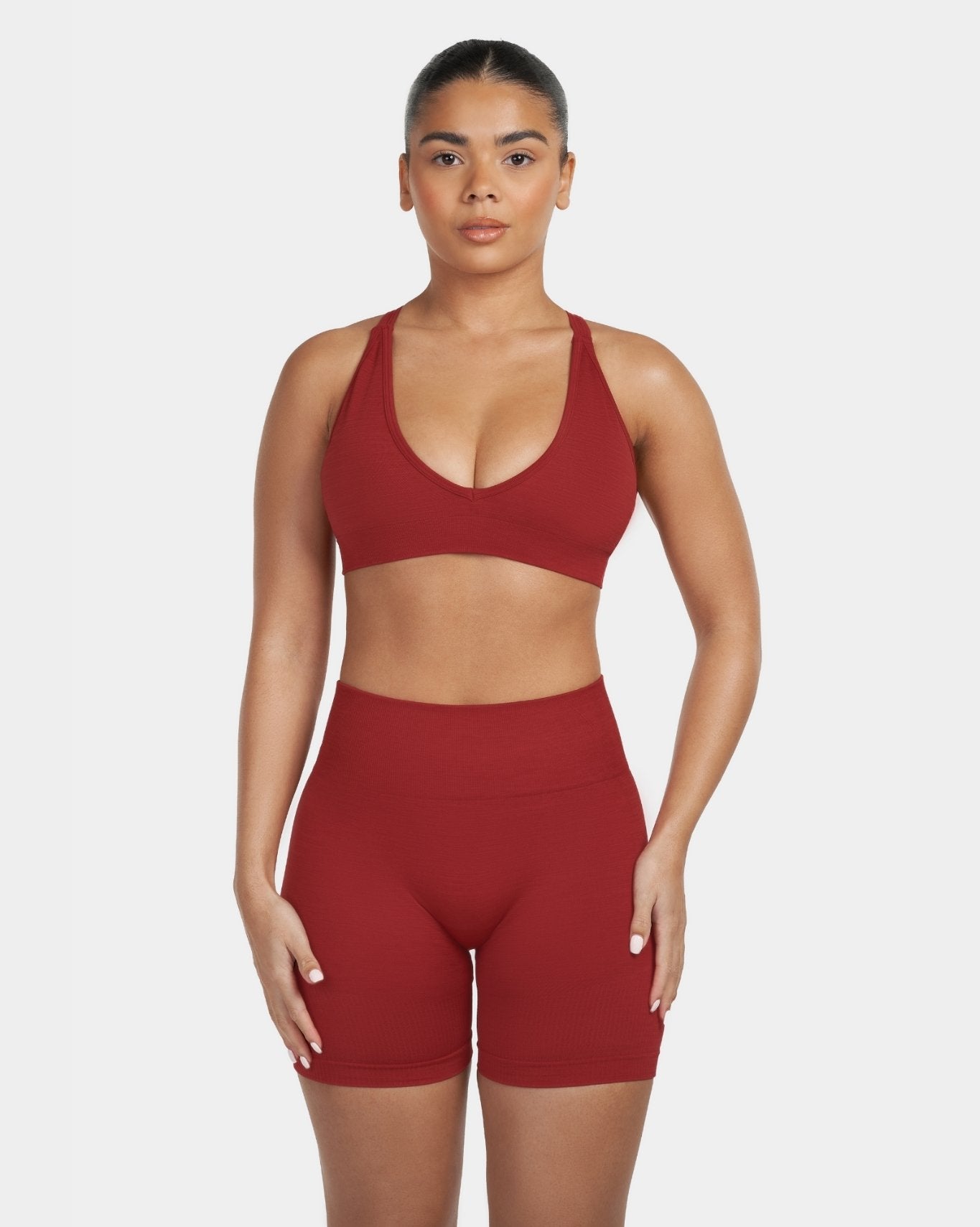 V-Neck Sculpt Seamless Bra | Cherry Spice