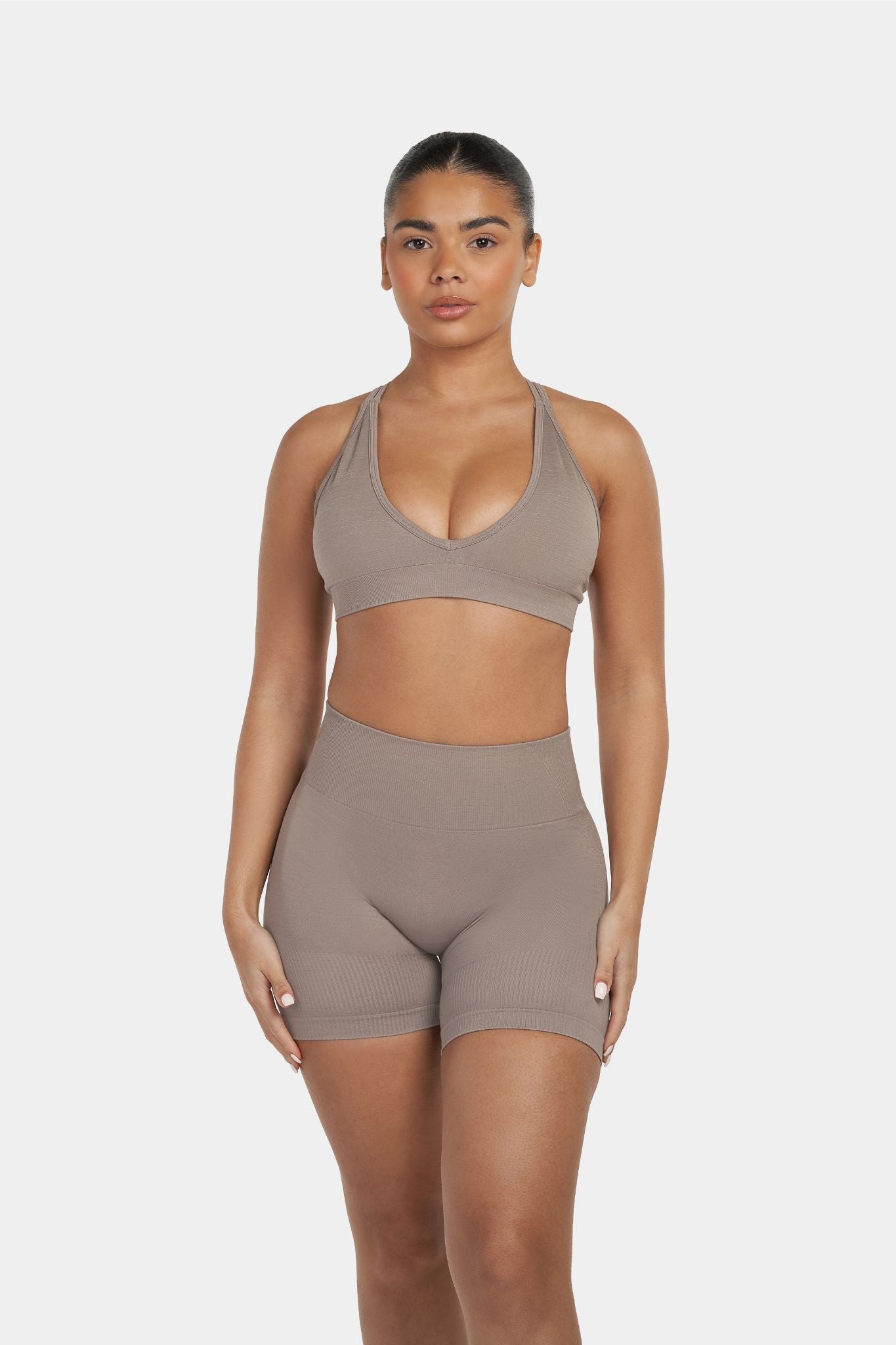 V-Neck Sculpt Seamless Bra | Khaki