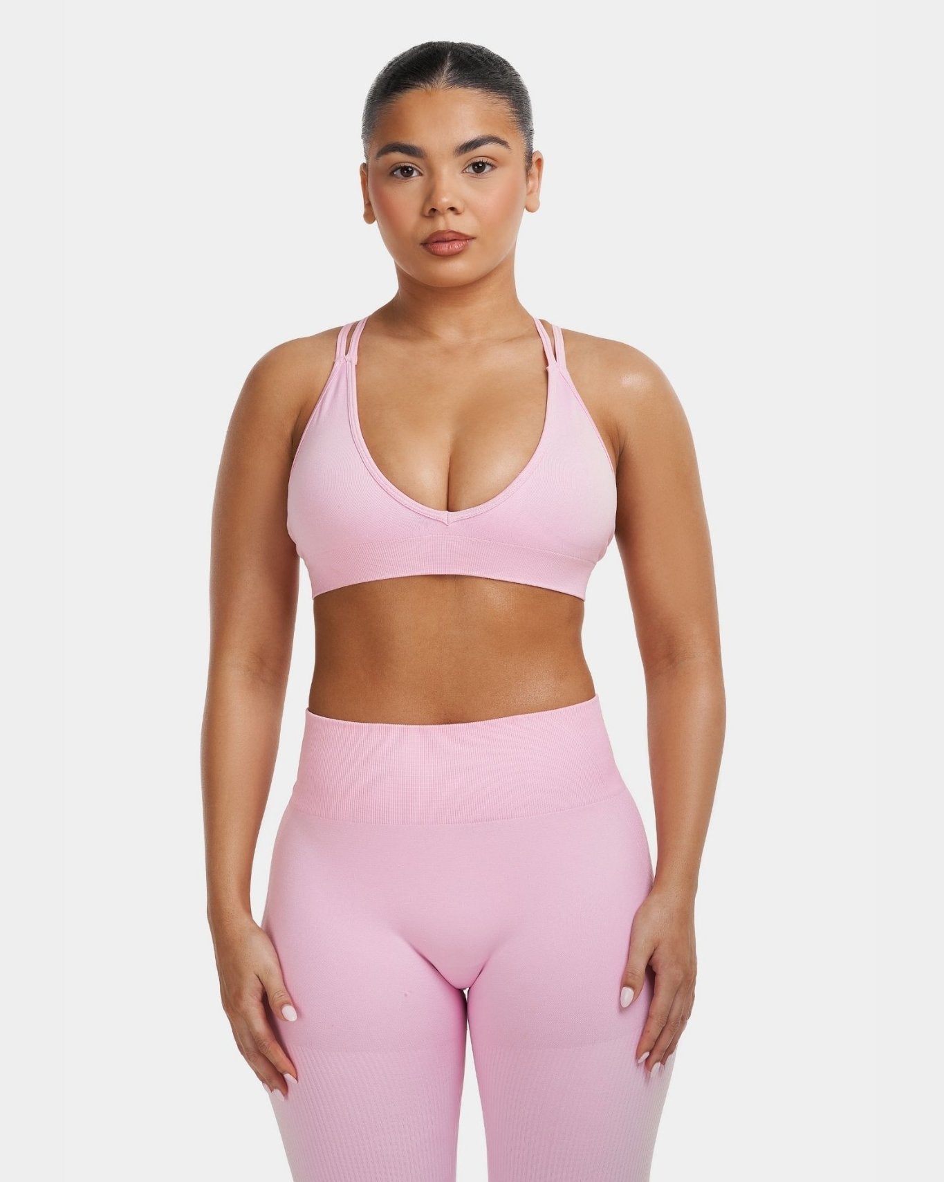 V-Neck Sculpt Seamless Bra | Pilates Pink