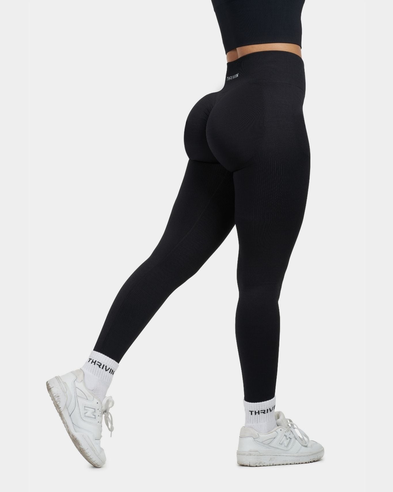 Sculptv2 Ribbed Contour Leggings - Pure Black