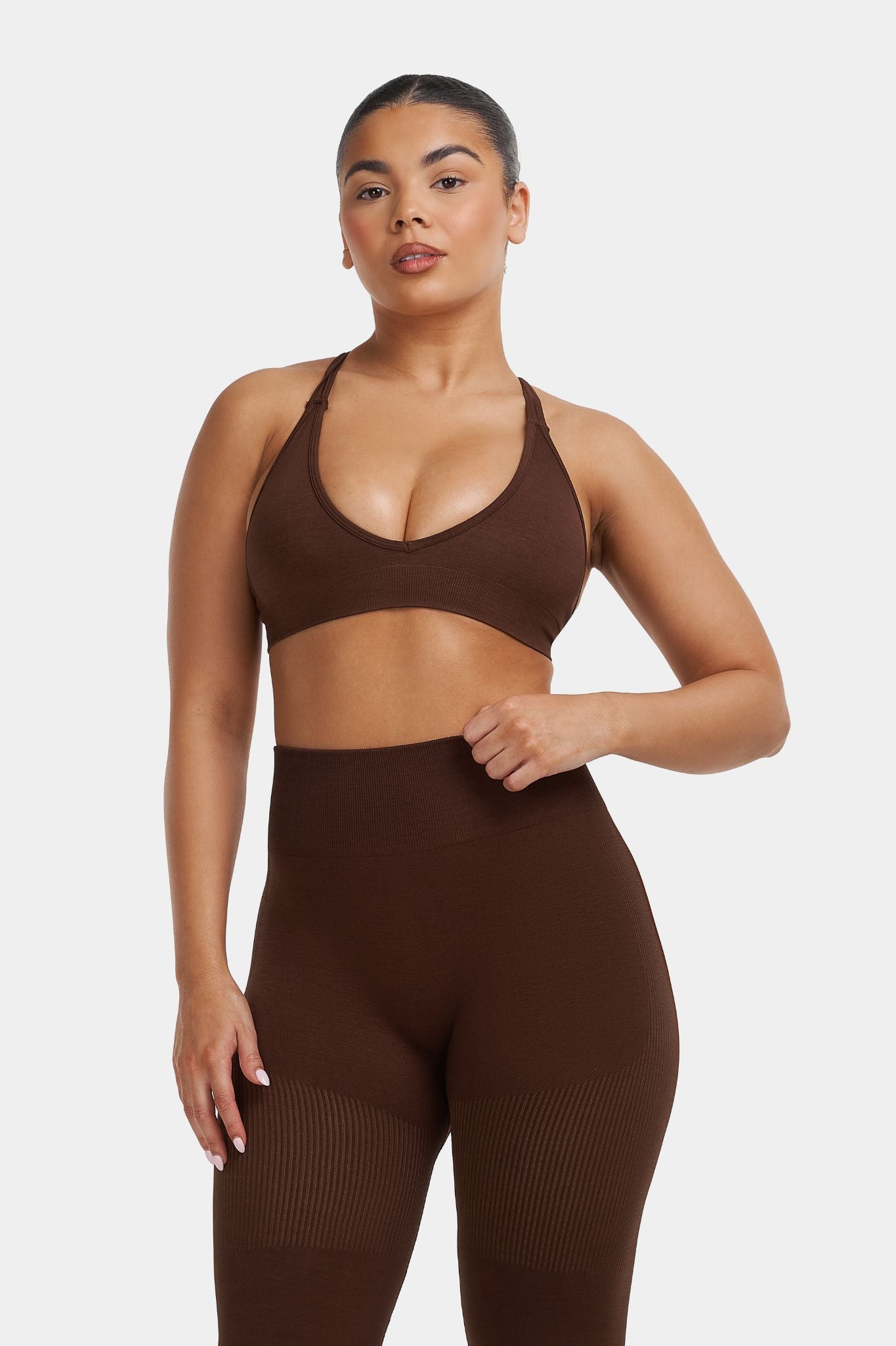 V-Neck Sculpt Seamless Bra | Bourbon Brown