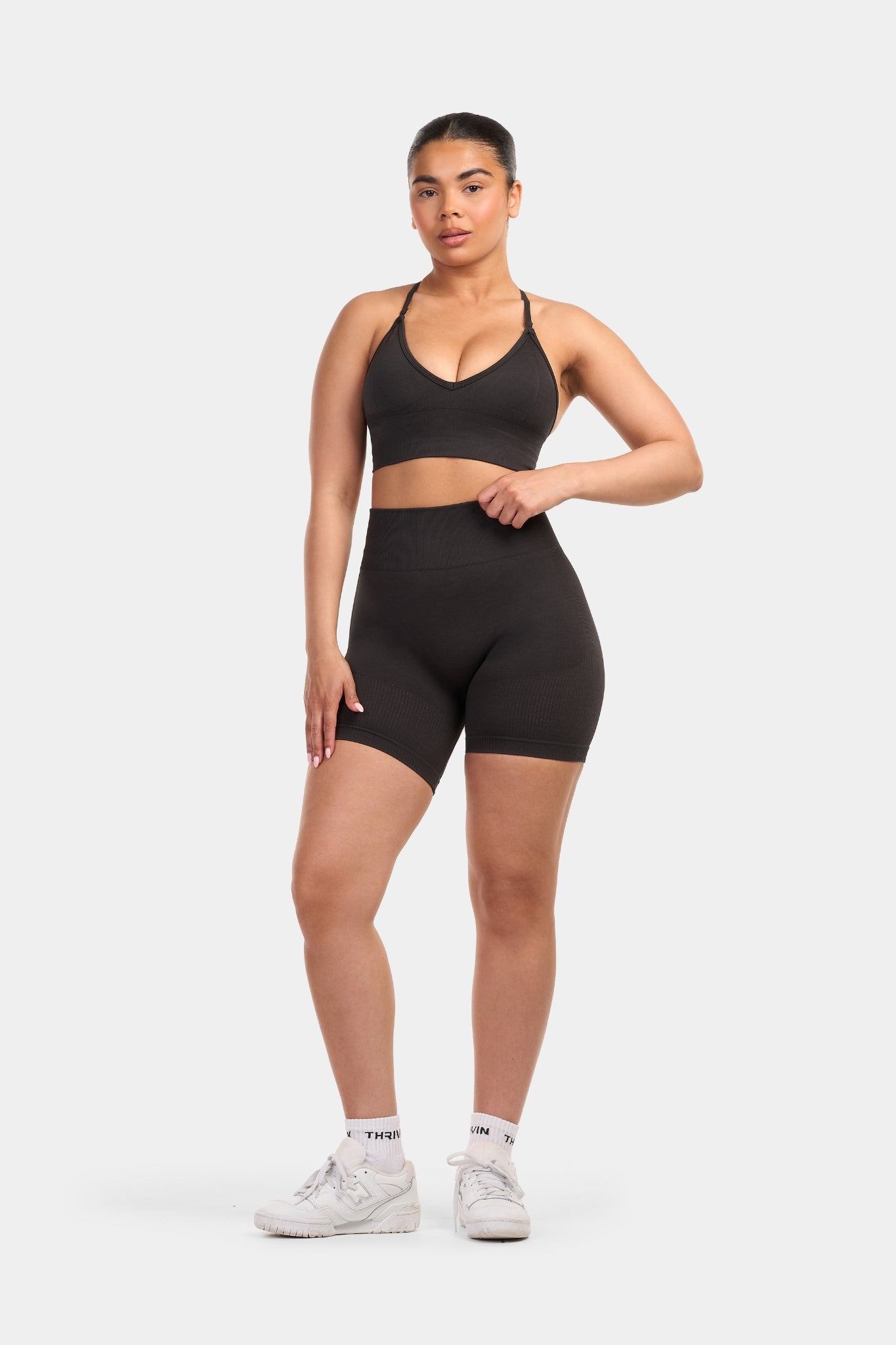 Seamless Sculpt Ribbed Contour Shorts | Grey