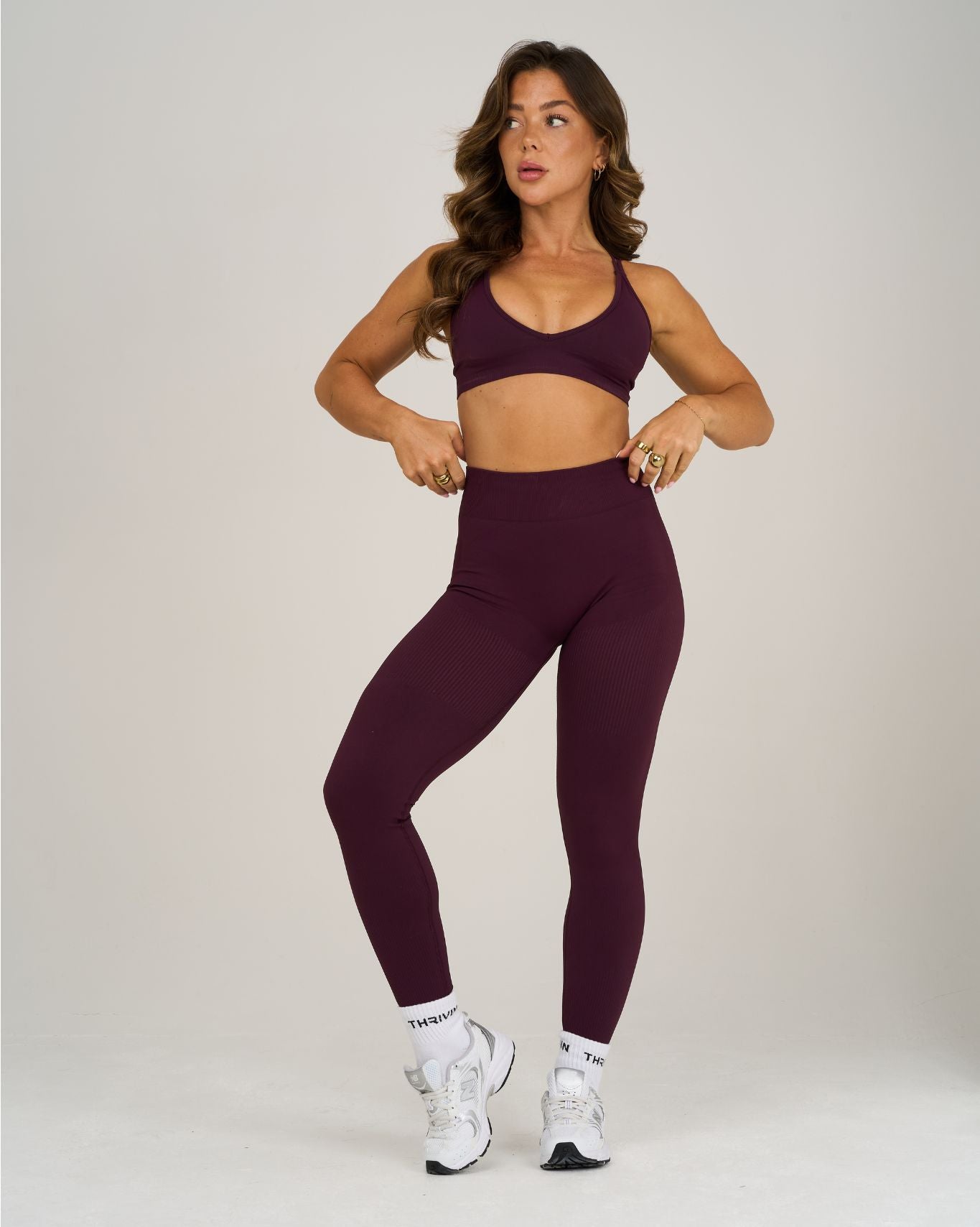 Elevate Ribbed Contour Leggings | Winter Plum