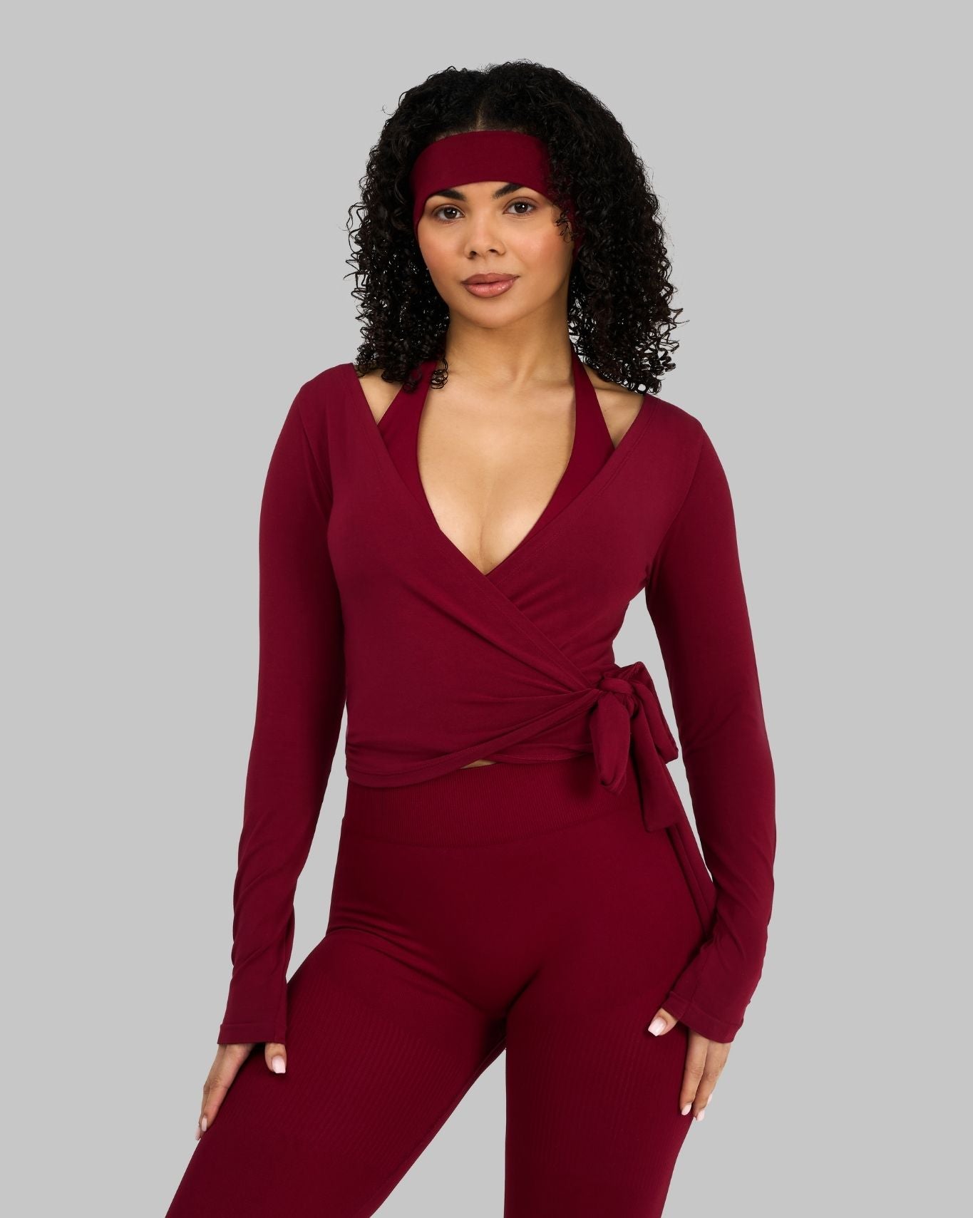 Multiway Long Sleeve Wrap Top | Raspberry