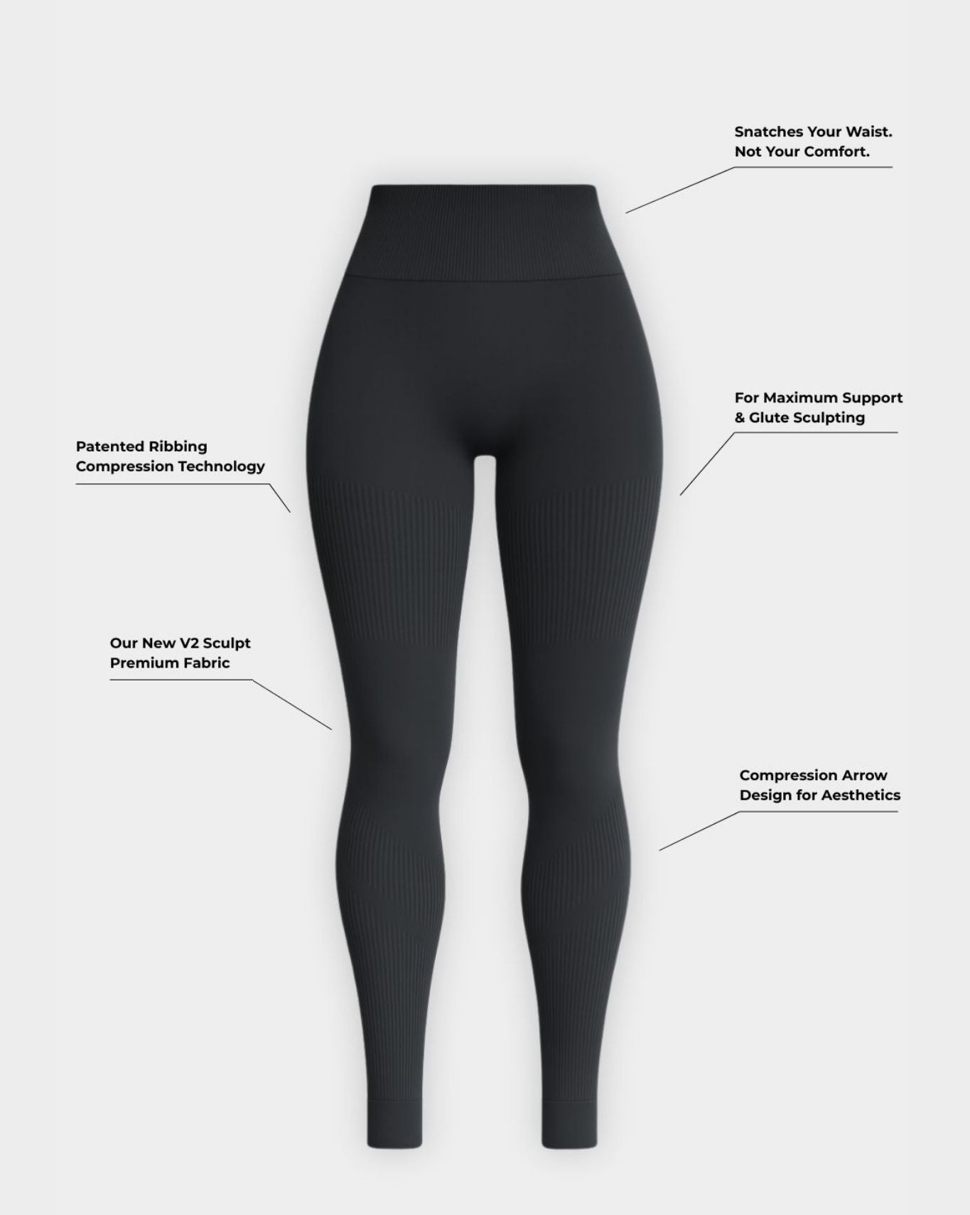 SculptV2 Ribbed Contour Leggings - Charcoal Grey