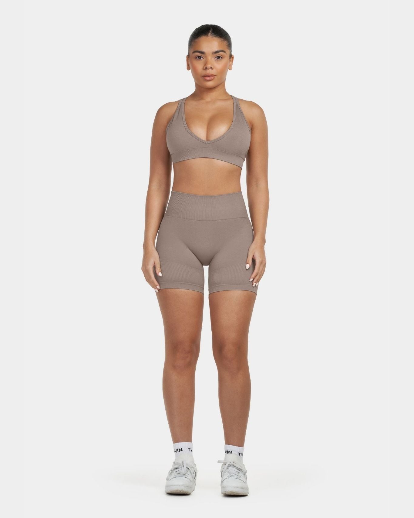Seamless Sculpt Ribbed Contour Shorts | Khaki