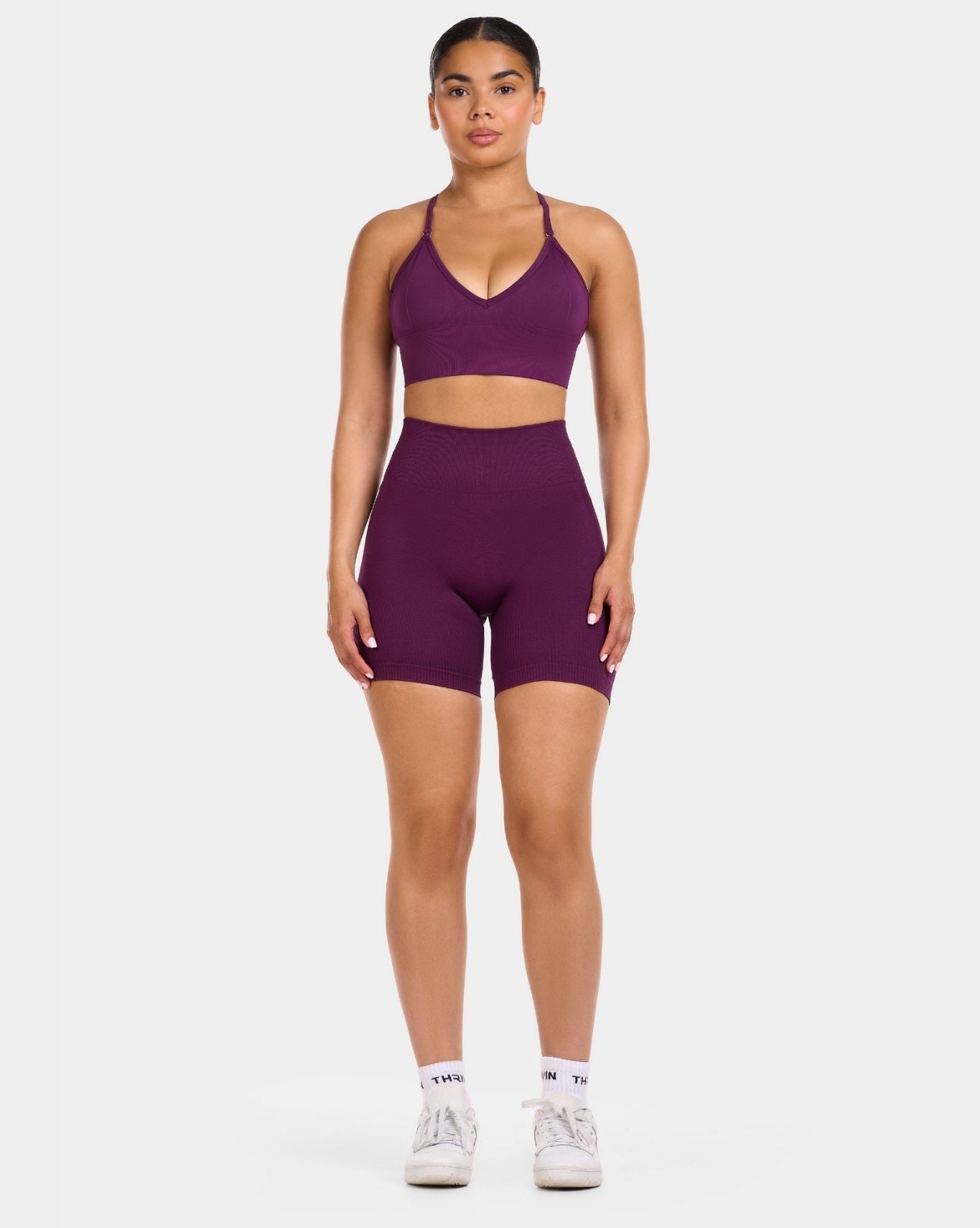 Seamless Sculpt Ribbed Contour Shorts | Plum