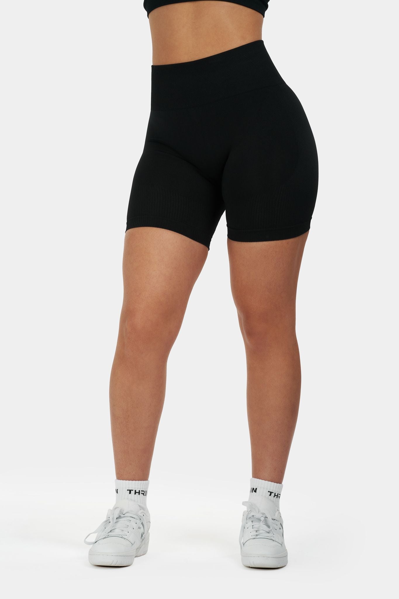 Arise - Seamless Sculpt Ribbed Contour Shorts - Pure Black