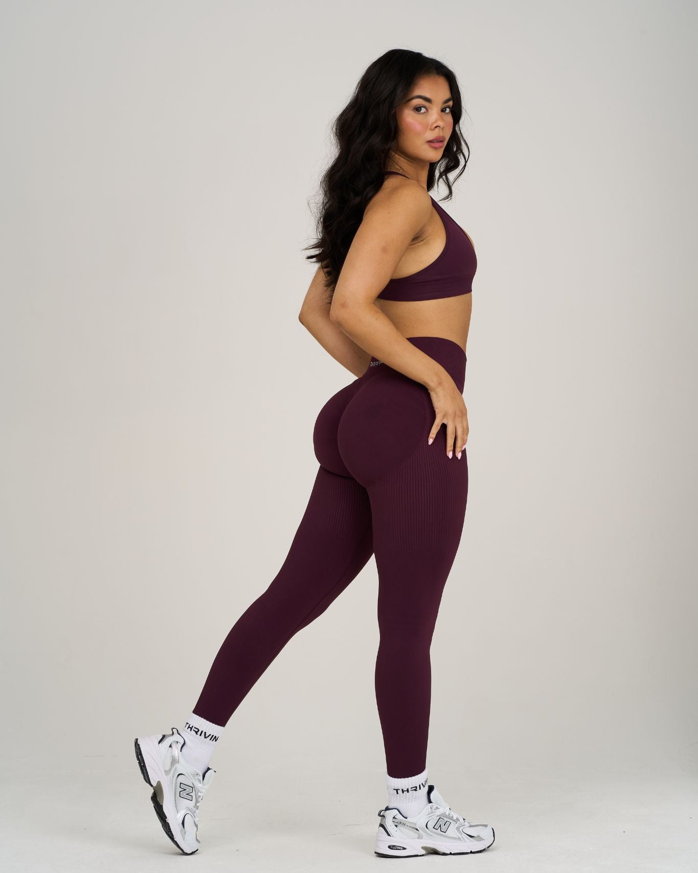 Elevate Ribbed Contour Leggings | Winter Plum