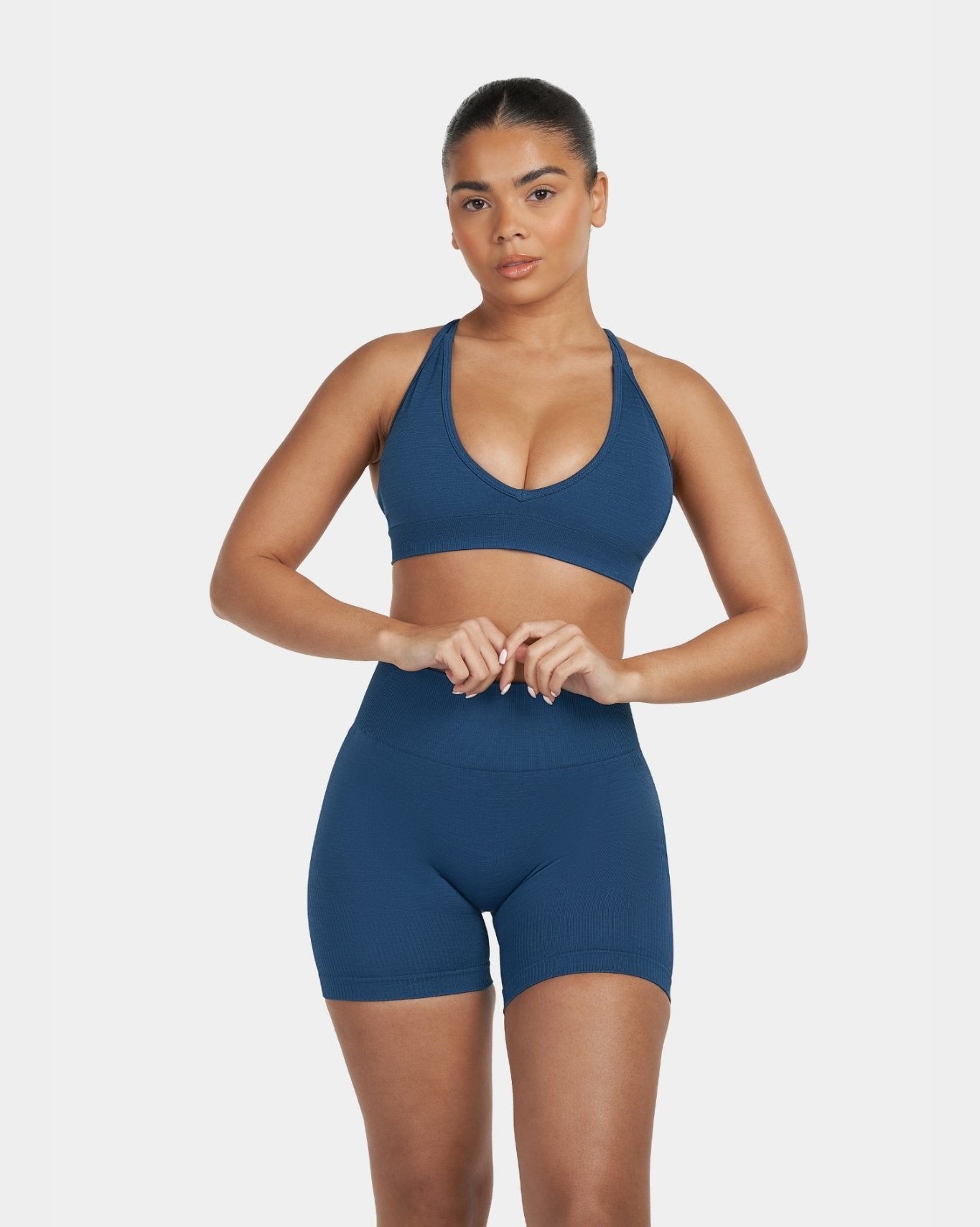 V-Neck Sculpt Seamless Bra | Deep Sea