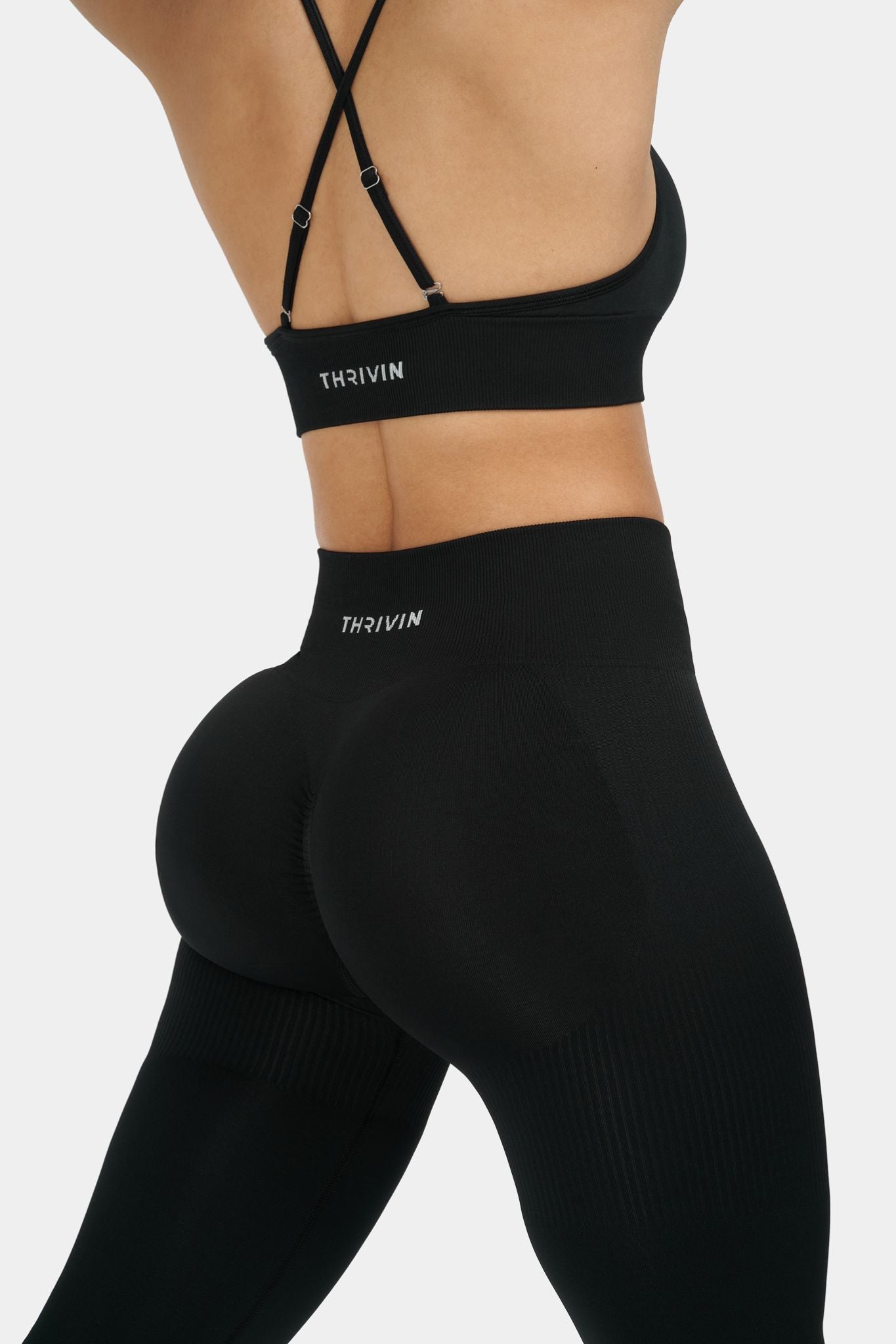 Arise - Seamless Sculpt Ribbed Contour Leggings - Zwart