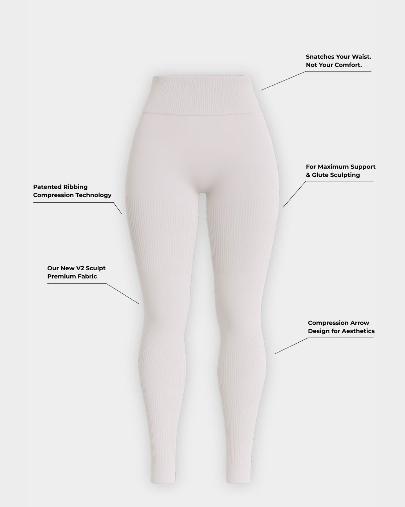 SculptV2 Ribbed Contour Leggings - Stone Grey