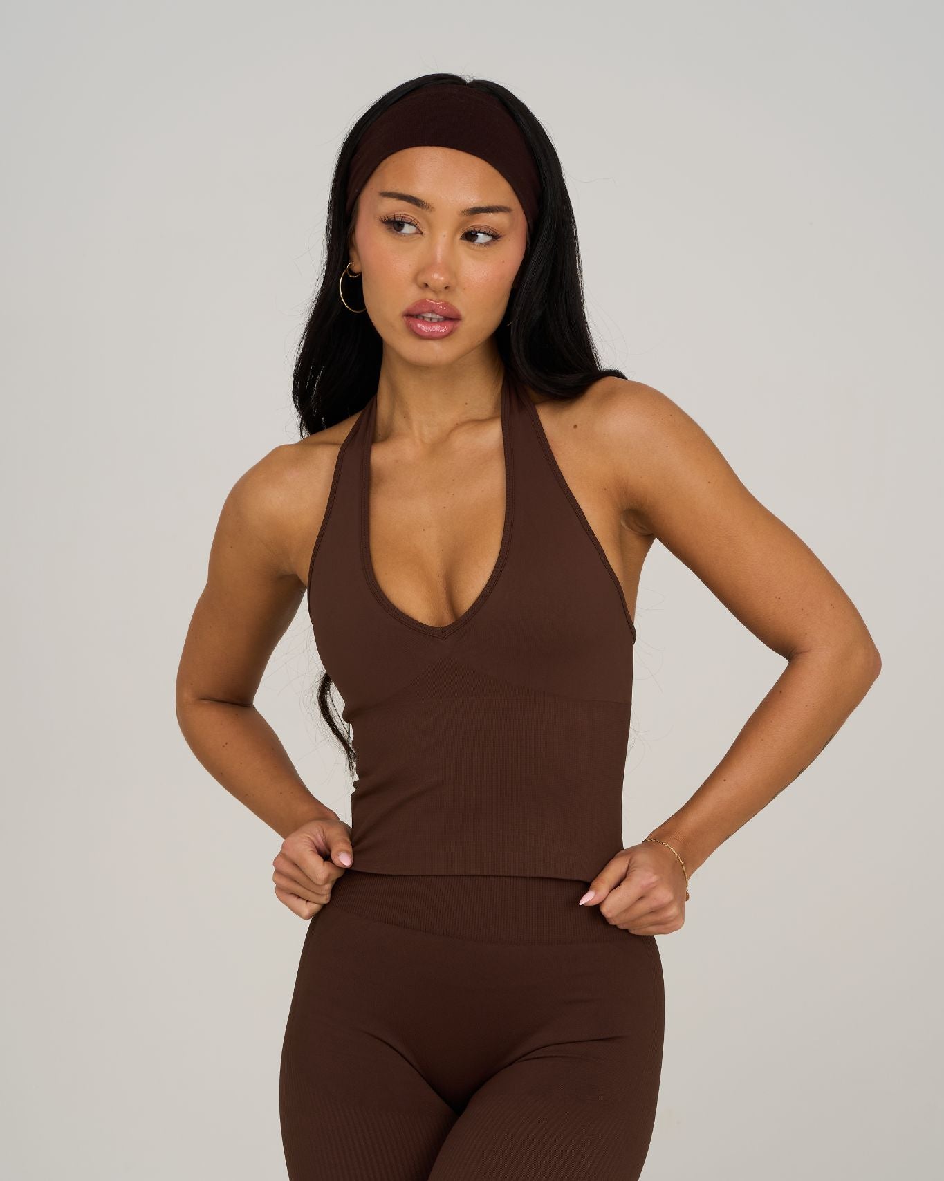 Elevate Sculpting Shapewear Top Halterneck | Bourbon Brown