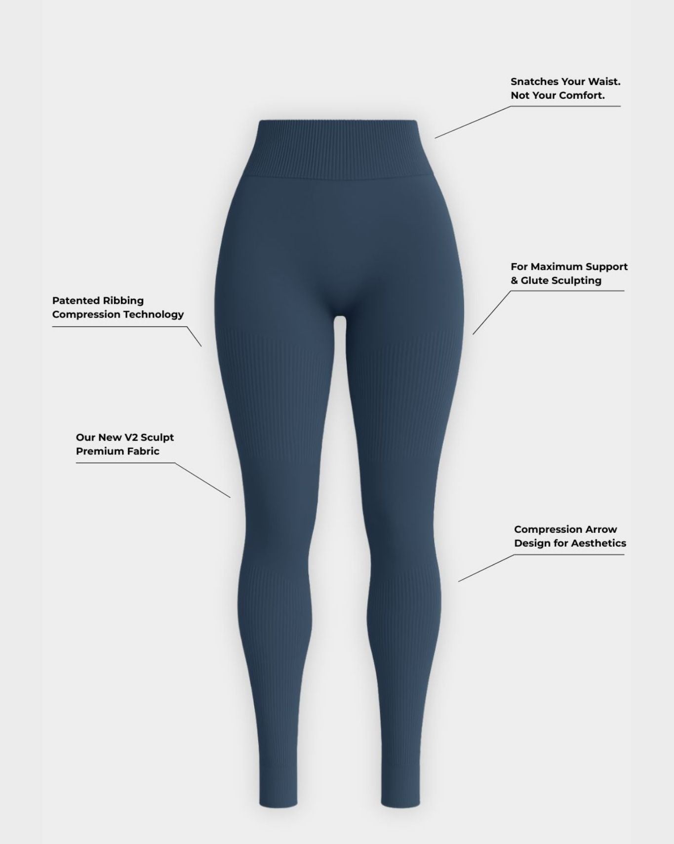 SculptV2 Ribbed Contour Leggings - Deep sea