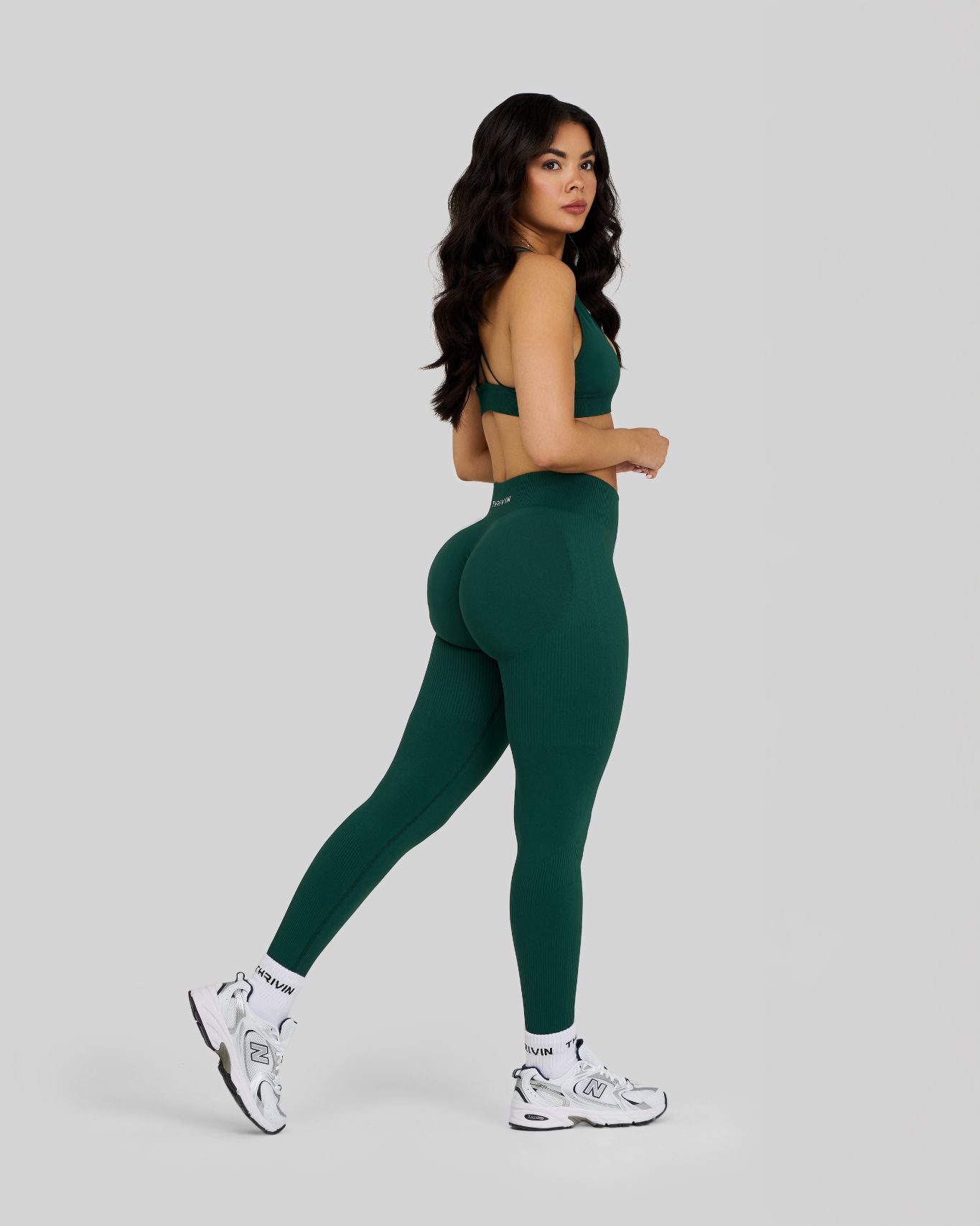 Elevate Ribbed Contour Leggings | Pine Green