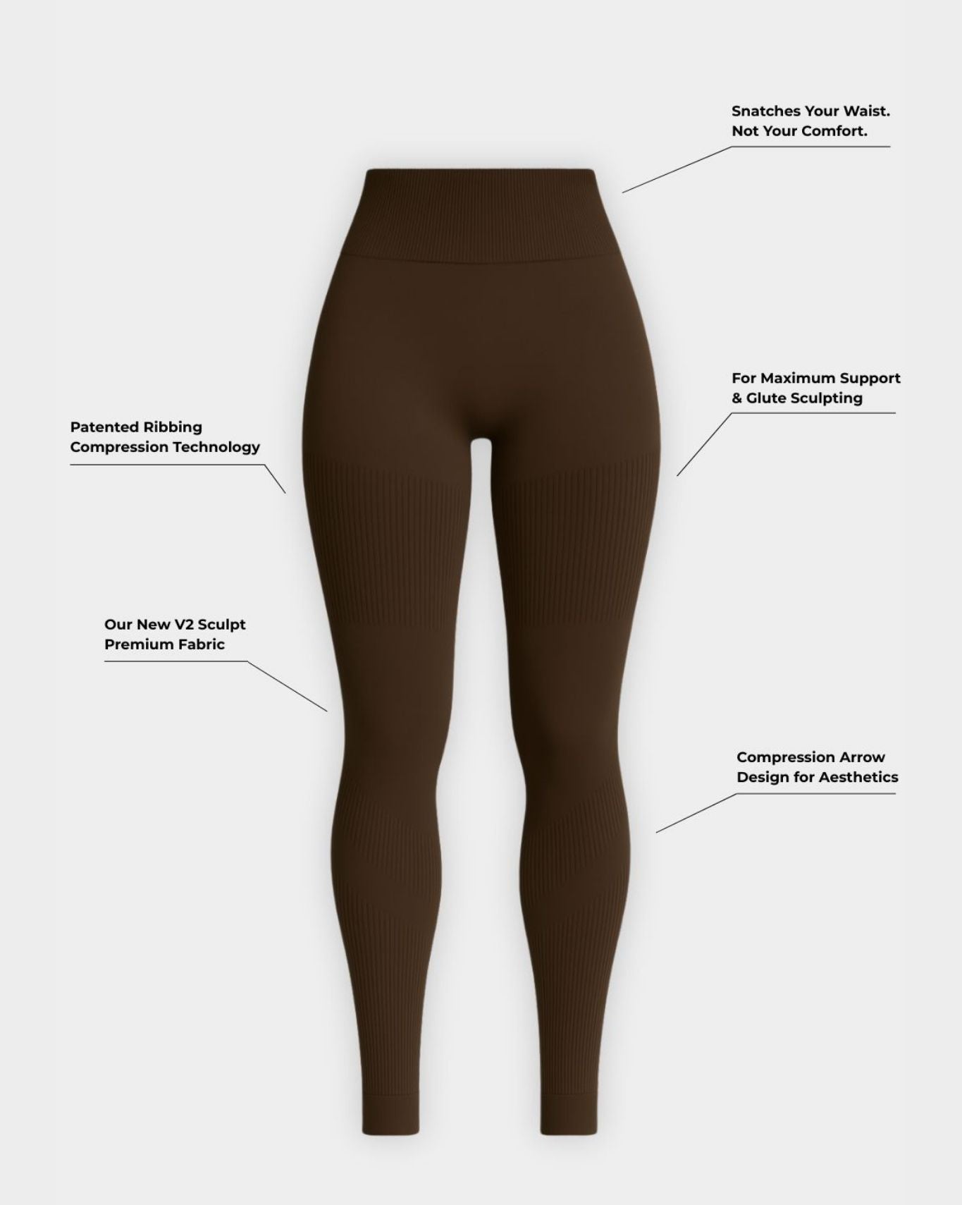 SculptV2 Ribbed Contour Leggings - Bourbon Brown