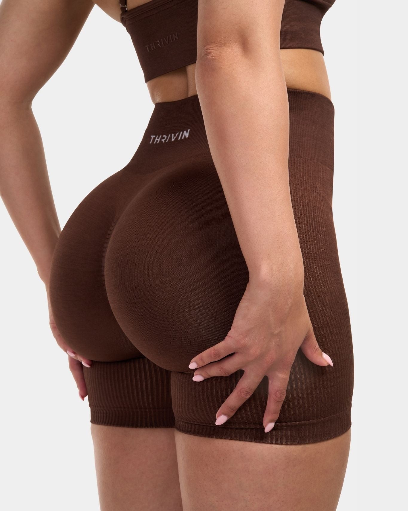 Seamless Sculpt Ribbed Contour Shorts | Bourbon Brown