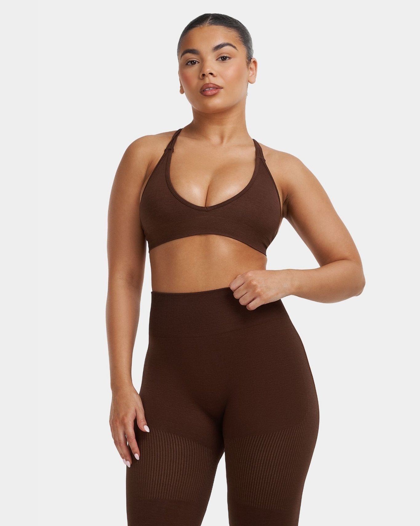 V-Neck Sculpt Seamless Bra | Bourbon Brown