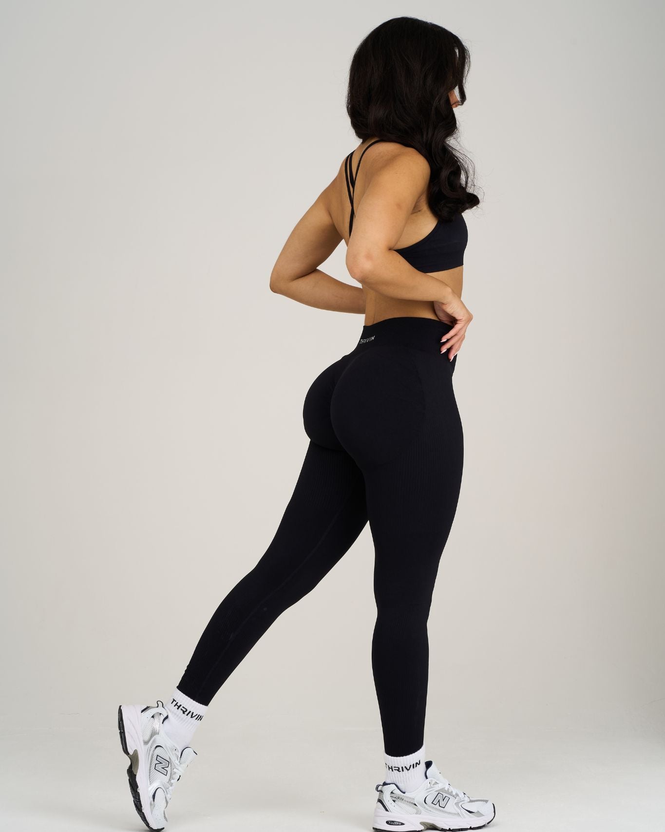 Elevate Ribbed Contour Leggings | Night Black