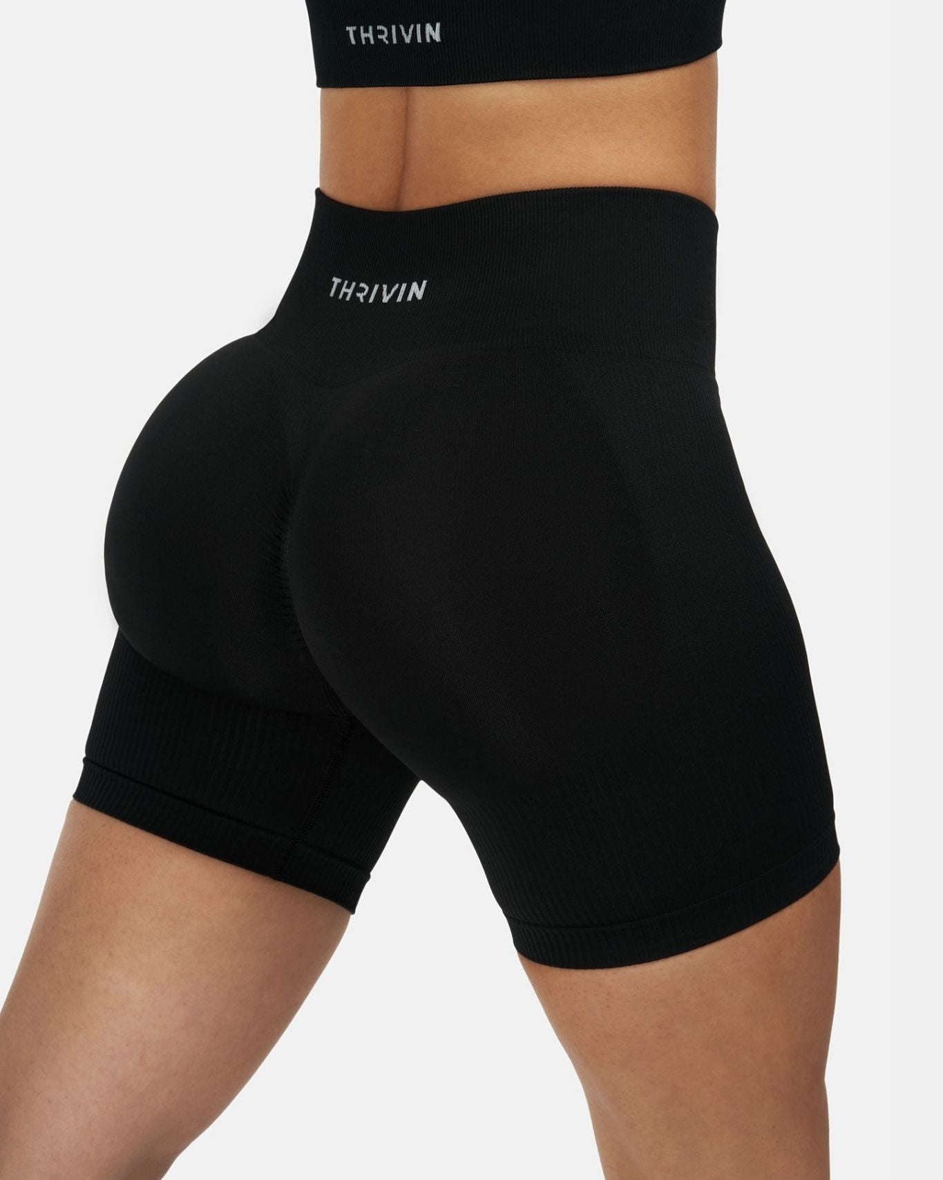 Seamless Sculpt Ribbed Contour Shorts | Pure Black