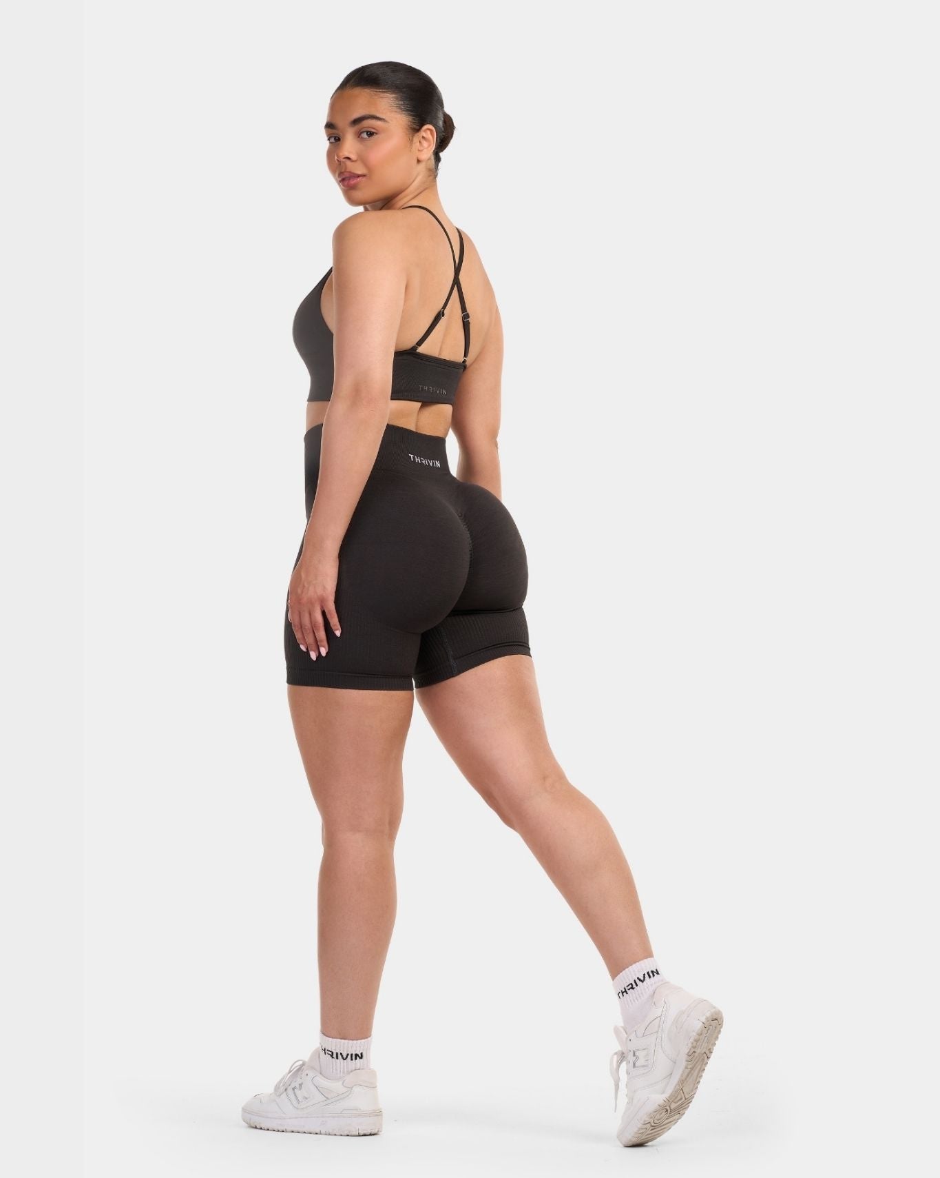 Seamless Sculpt Ribbed Contour Shorts | Charcoal Grey