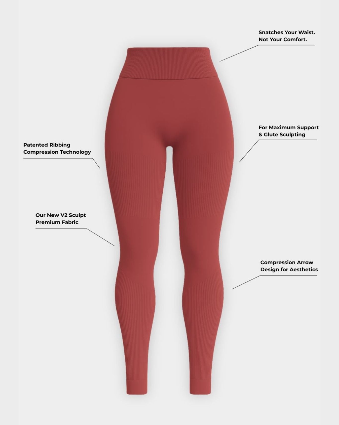SculptV2 Ribbed Contour Leggings | Cherry Spice