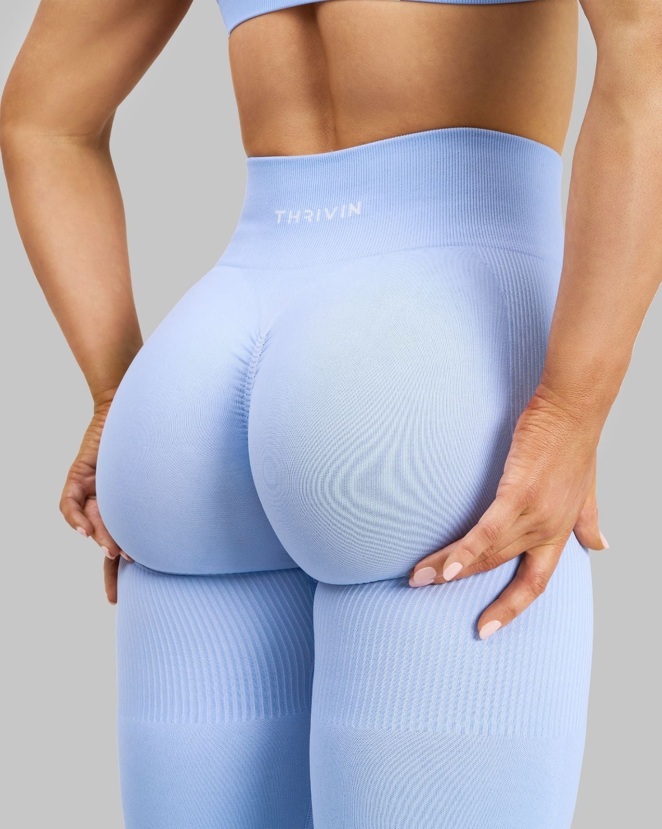 Elevate Ribbed High-Waisted Contour Leggings | Glacier