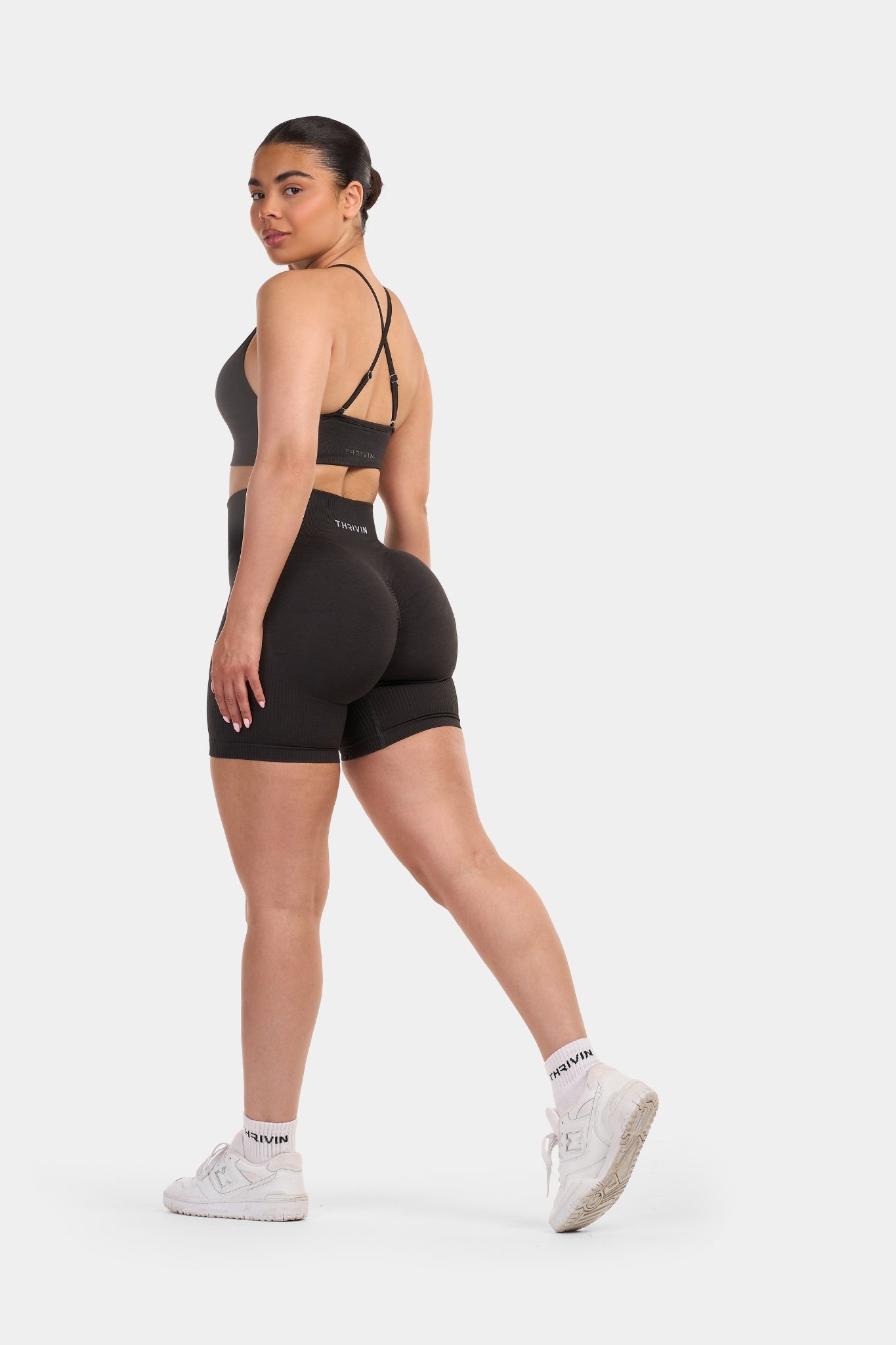 Seamless Sculpt Ribbed Contour Shorts | Grey