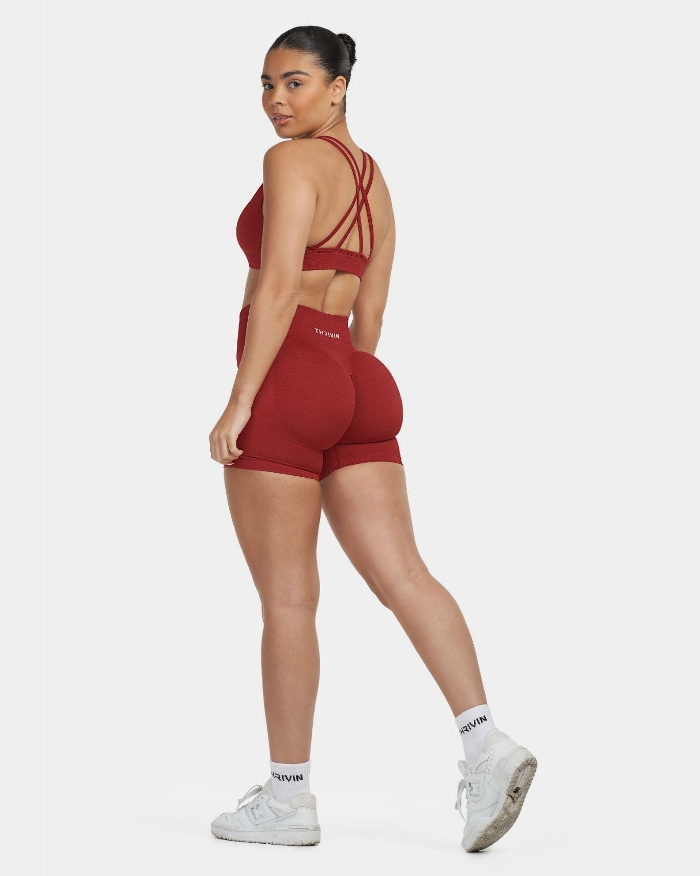 Seamless Sculpt Ribbed Contour Shorts | Cherry Spice