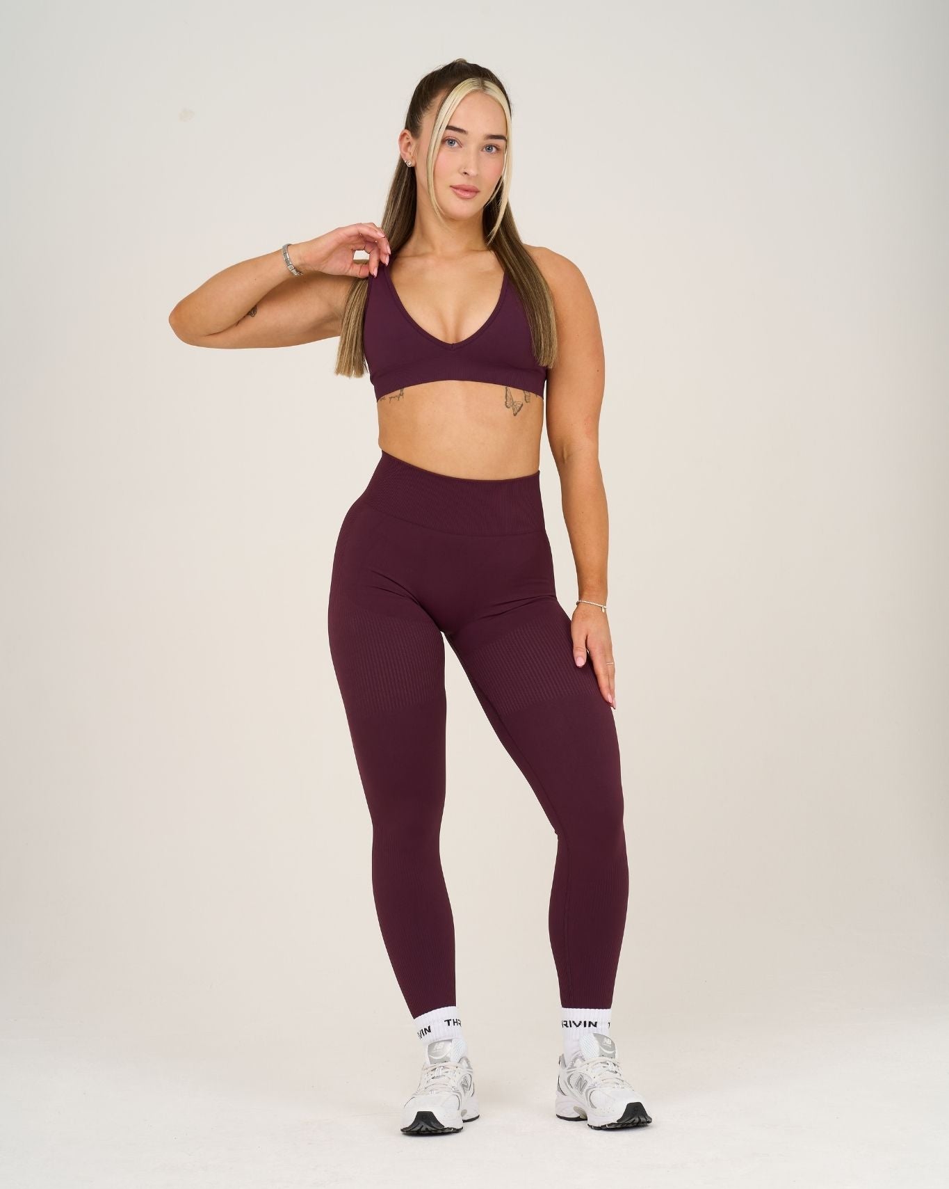 Elevate Ribbed High-Waisted Contour Leggings | Winter Plum