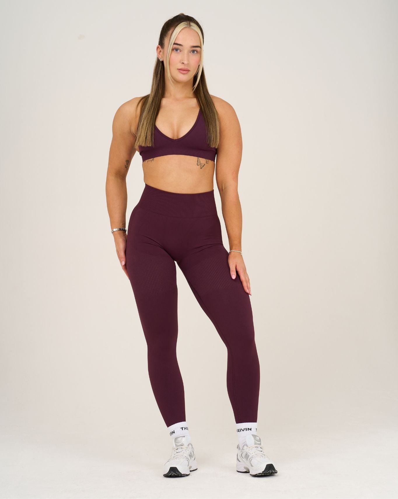 Elevate Ribbed High-Waisted Contour Leggings | Winter Plum