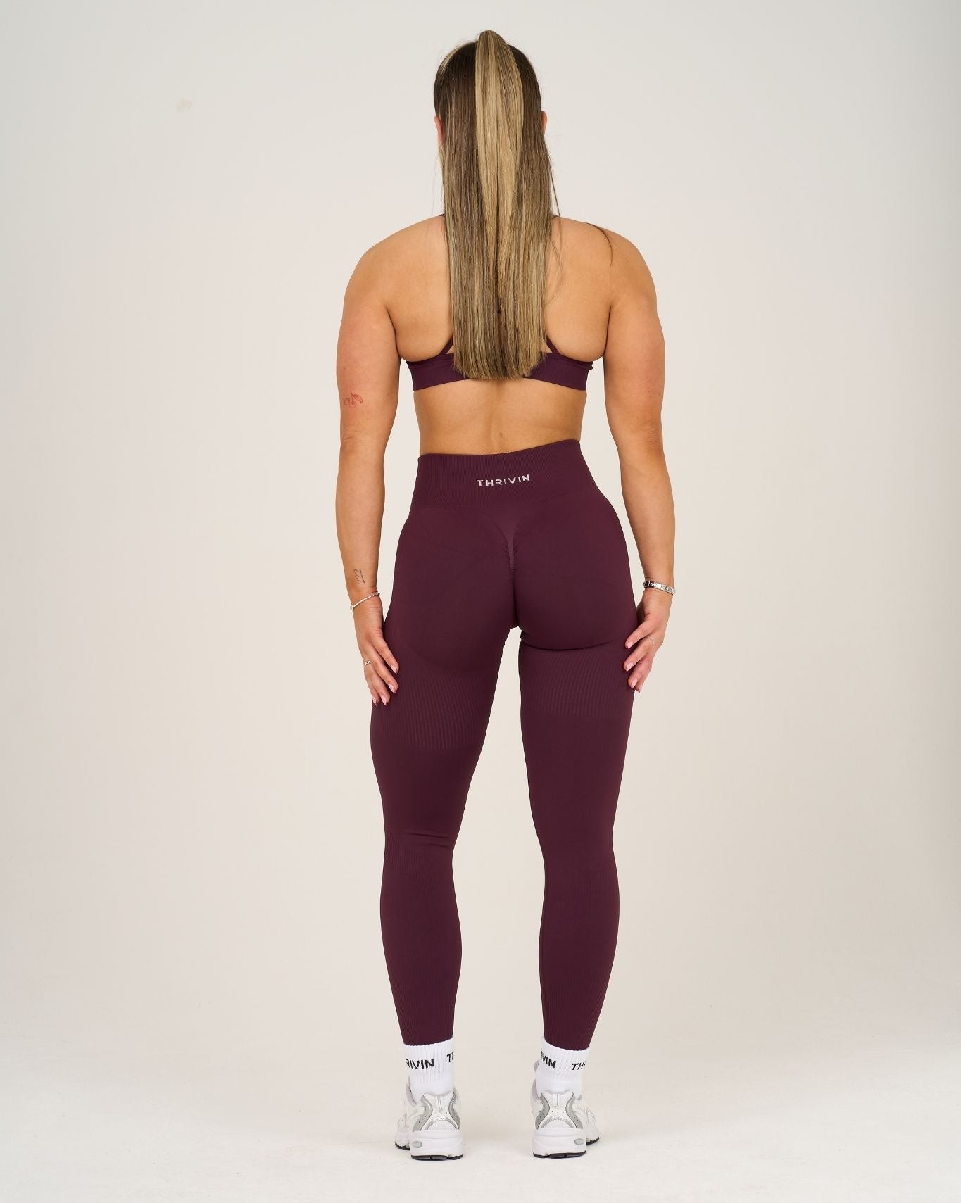 Elevate Ribbed High-Waisted Contour Leggings | Winter Plum