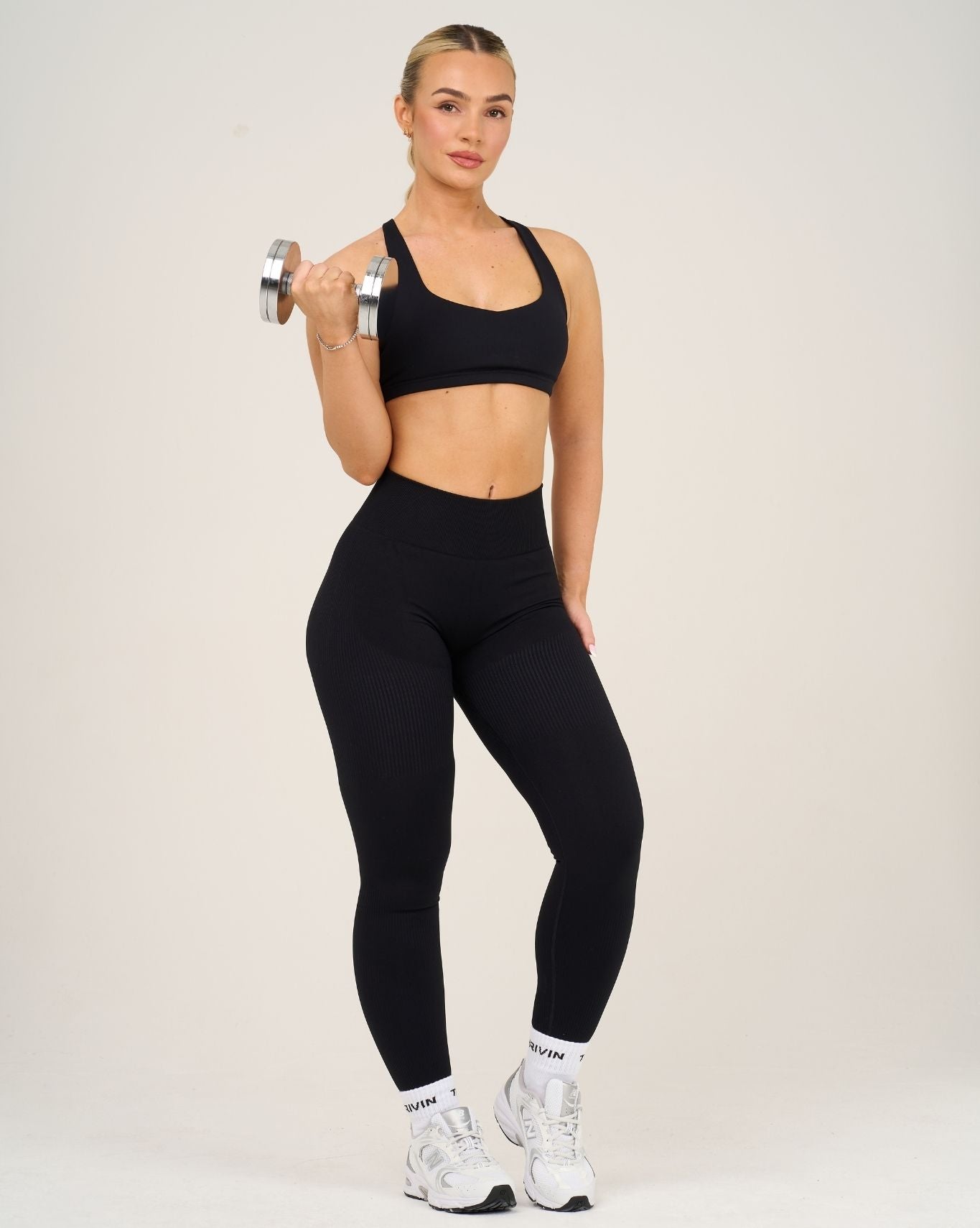 Elevate Ribbed High-Waisted Contour Leggings | Night Black