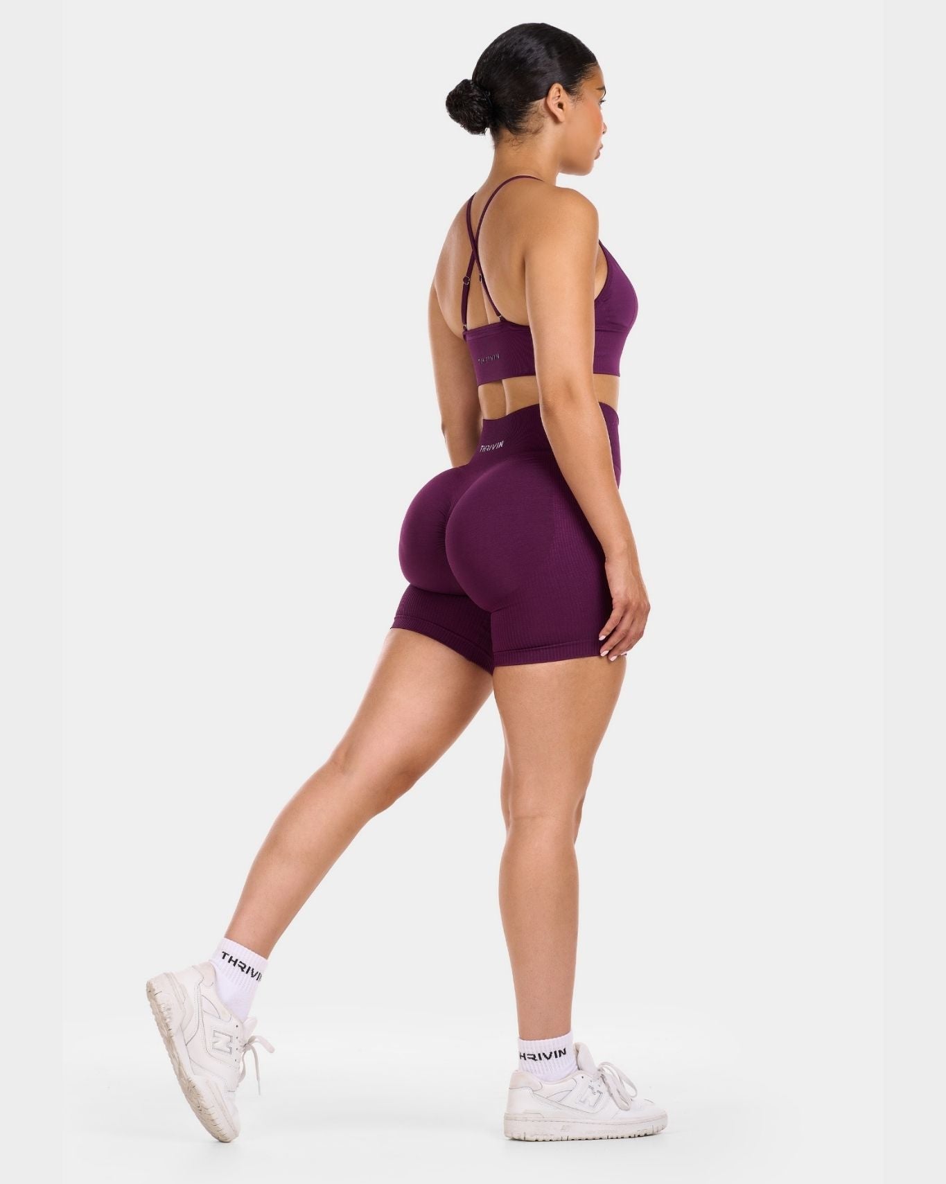 Seamless Sculpt Ribbed Contour Shorts | Plum