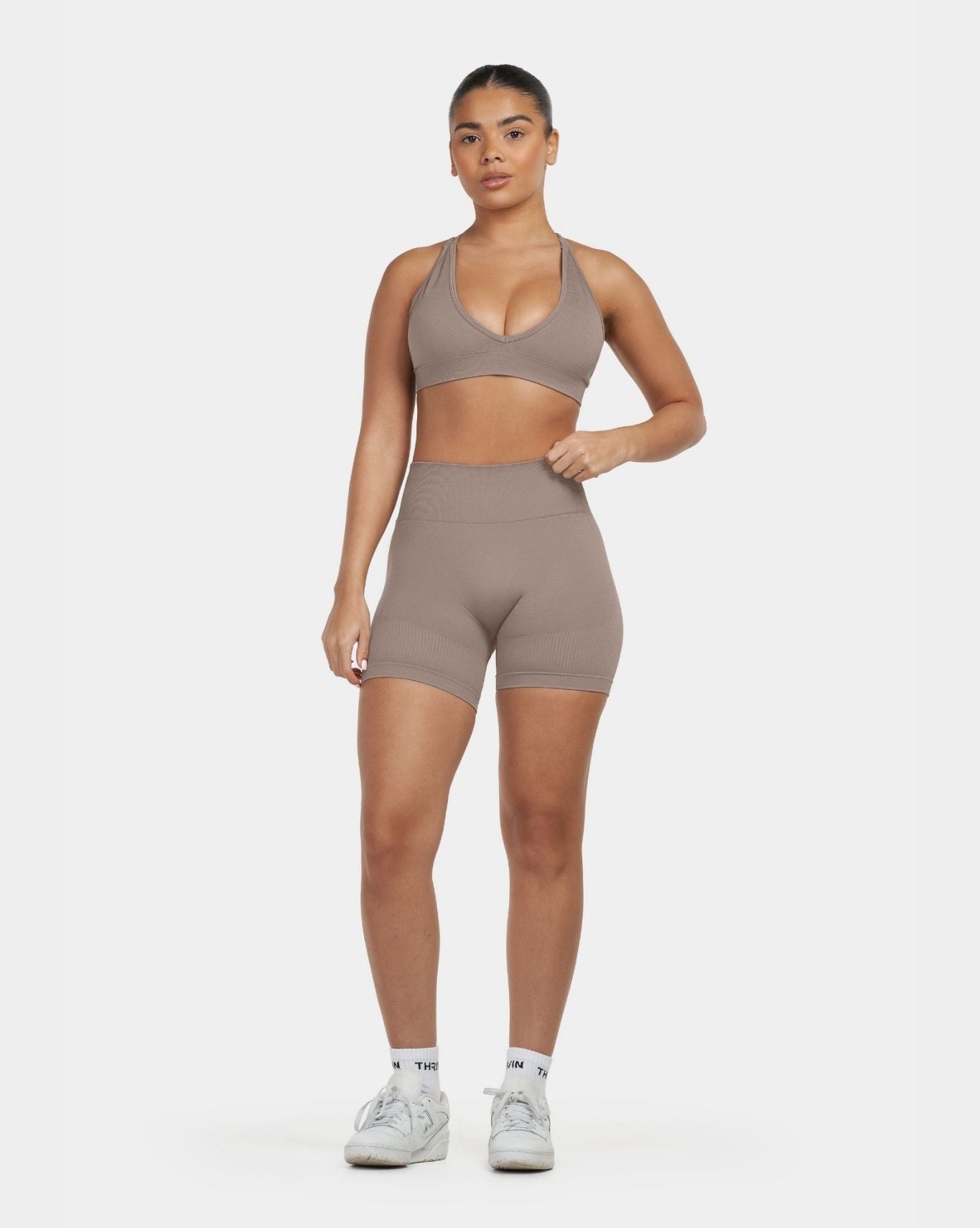 Seamless Sculpt Ribbed Contour Shorts | Khaki