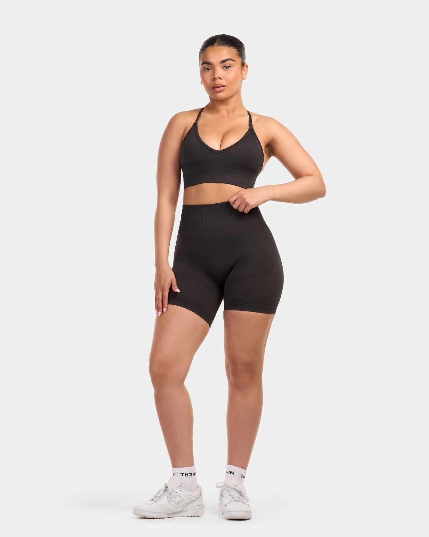 Seamless Sculpt Ribbed Contour Shorts | Charcoal Grey