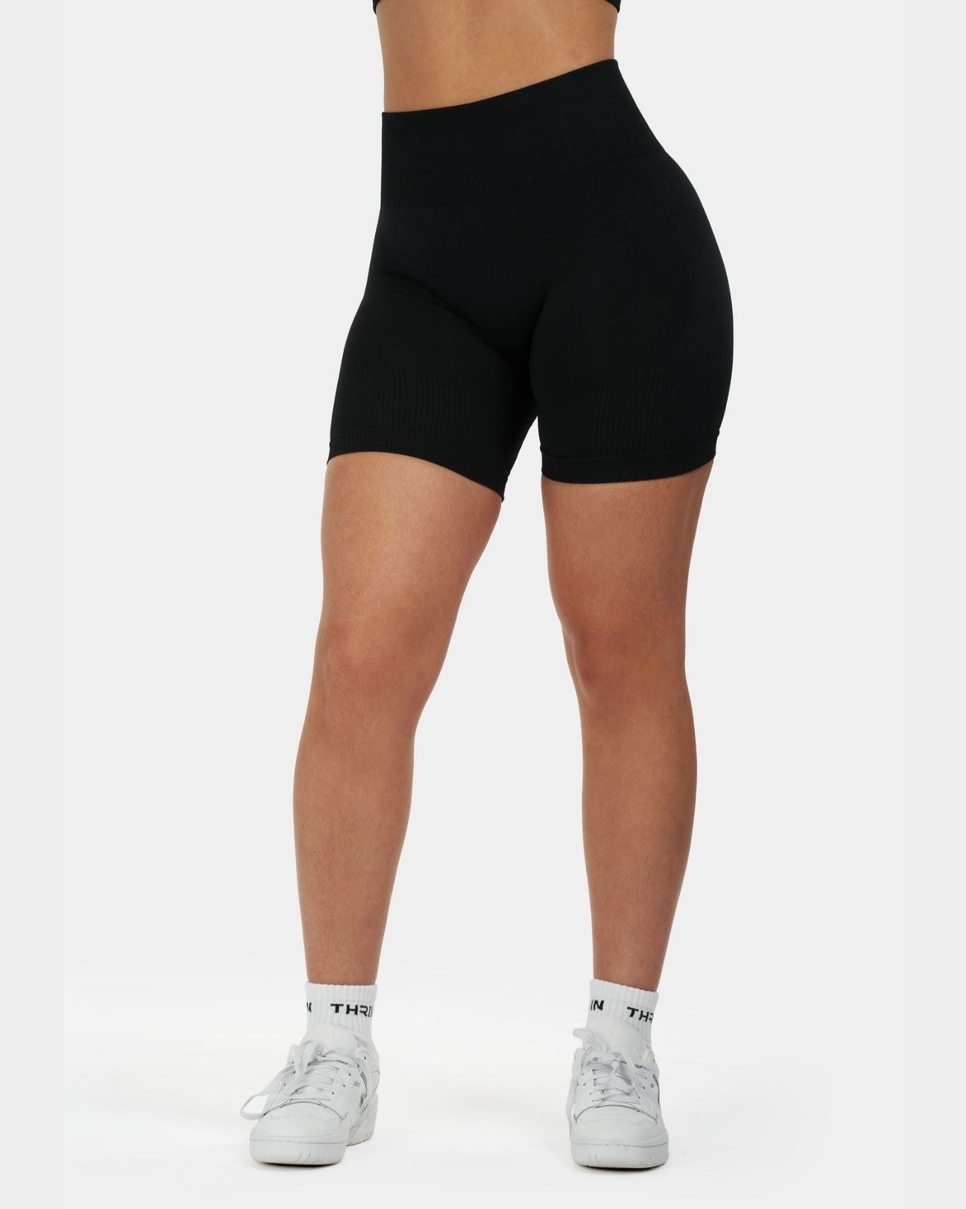 Seamless Sculpt Ribbed Contour Shorts | Pure Black