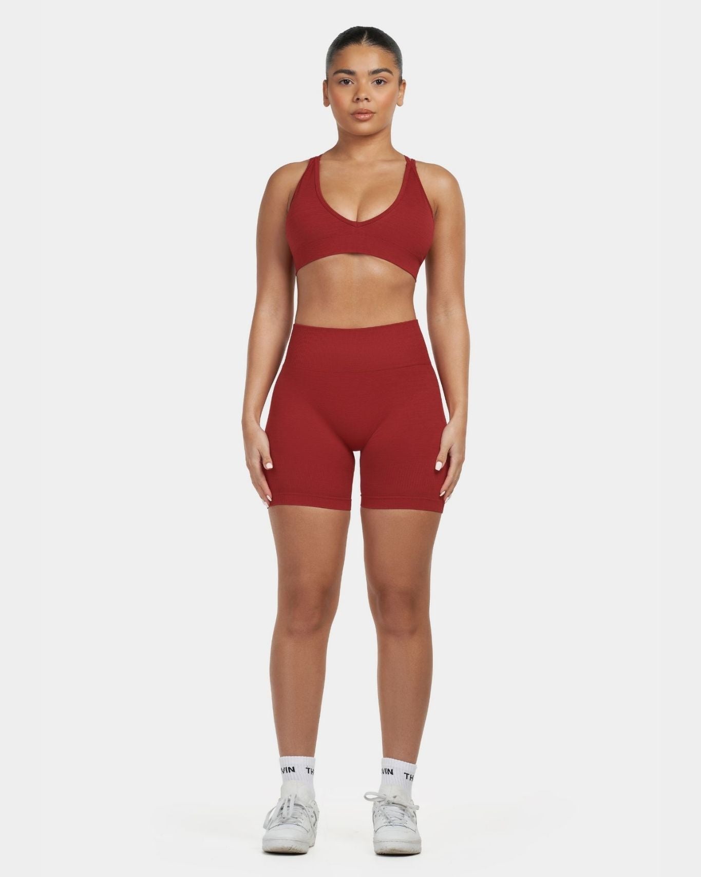 Seamless Sculpt Ribbed Contour Shorts | Cherry Spice