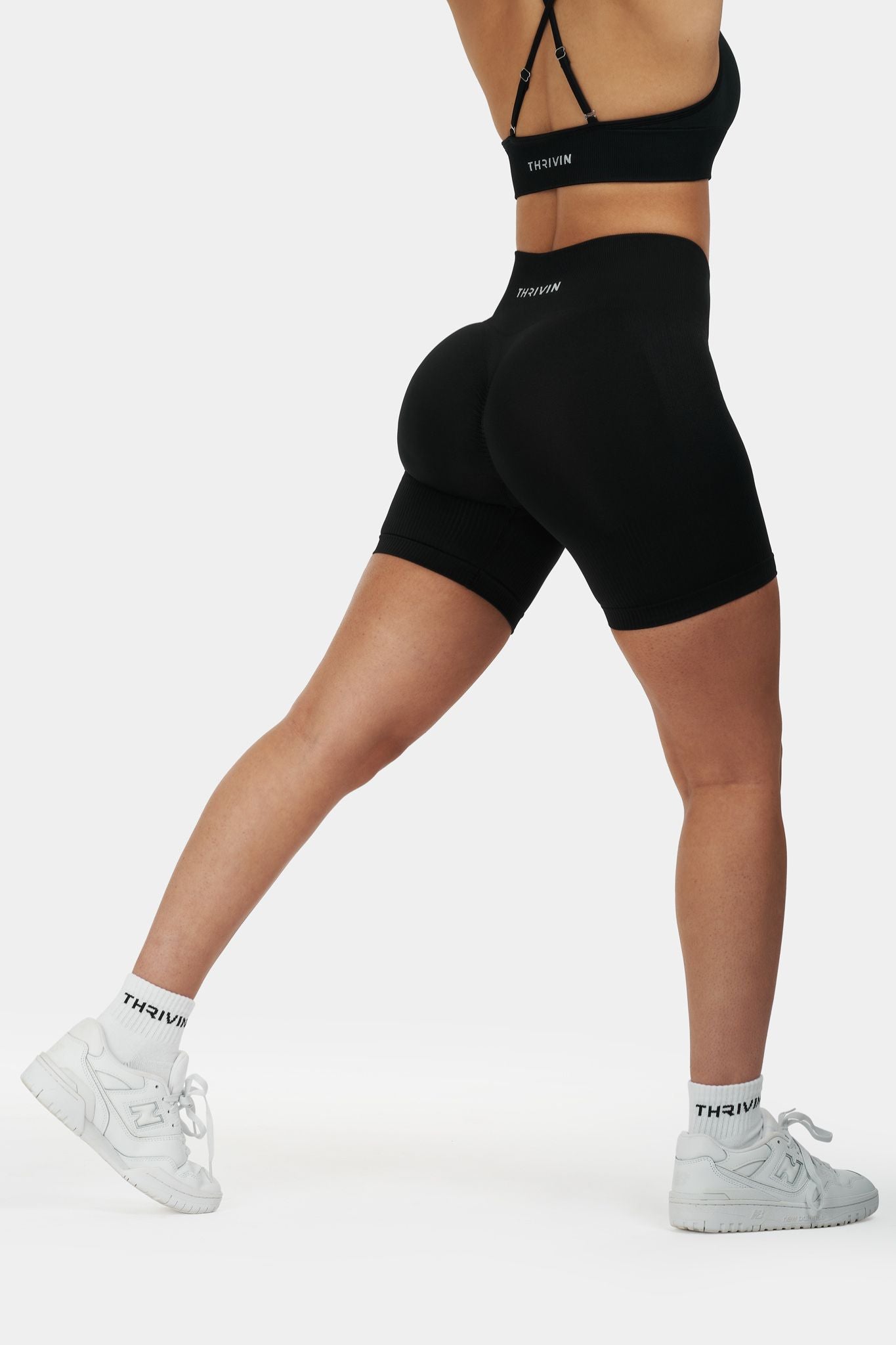 Arise - Seamless Sculpt Ribbed Contour Shorts - Zwart