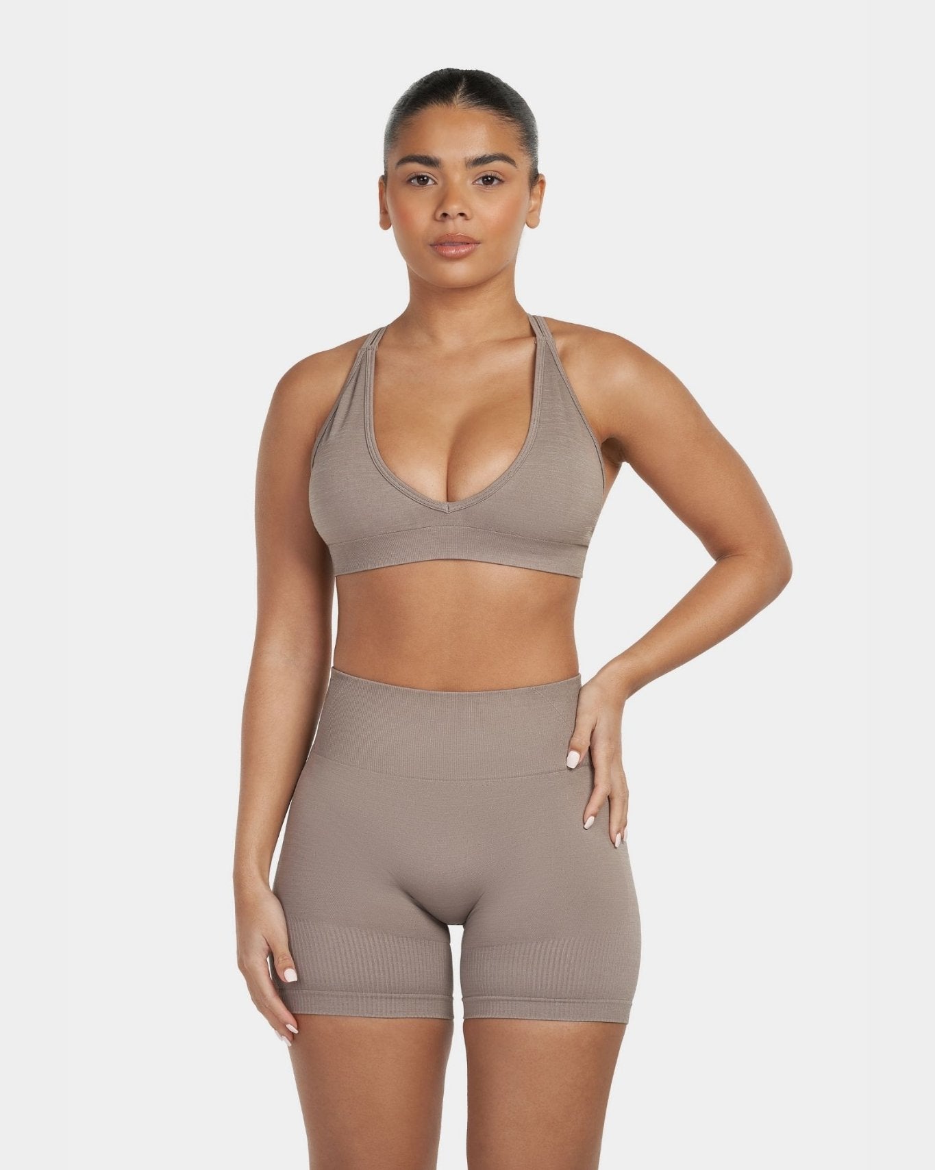 V-Neck Sculpt Seamless Bra | Khaki