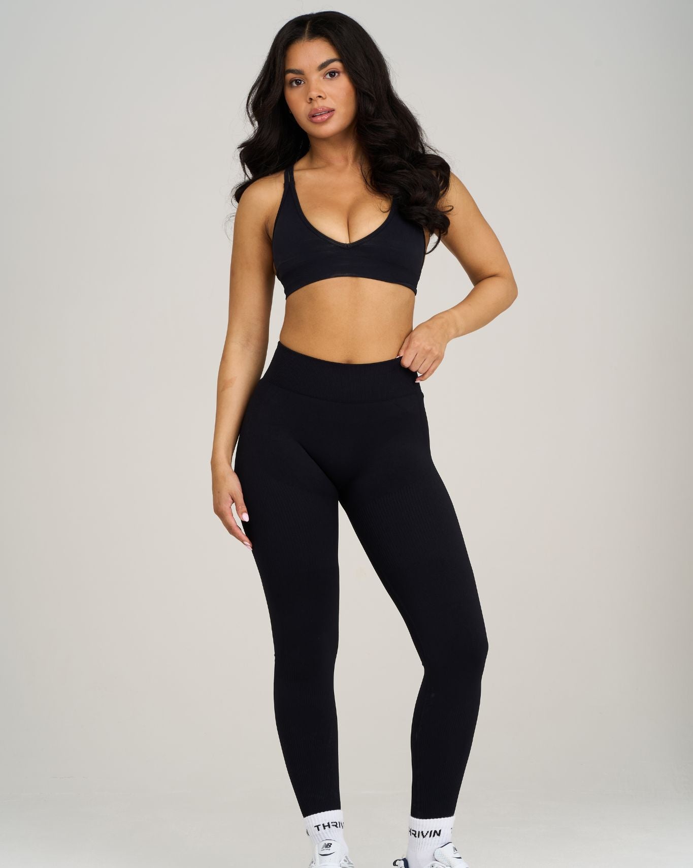 Elevate Ribbed Contour Leggings | Night Black