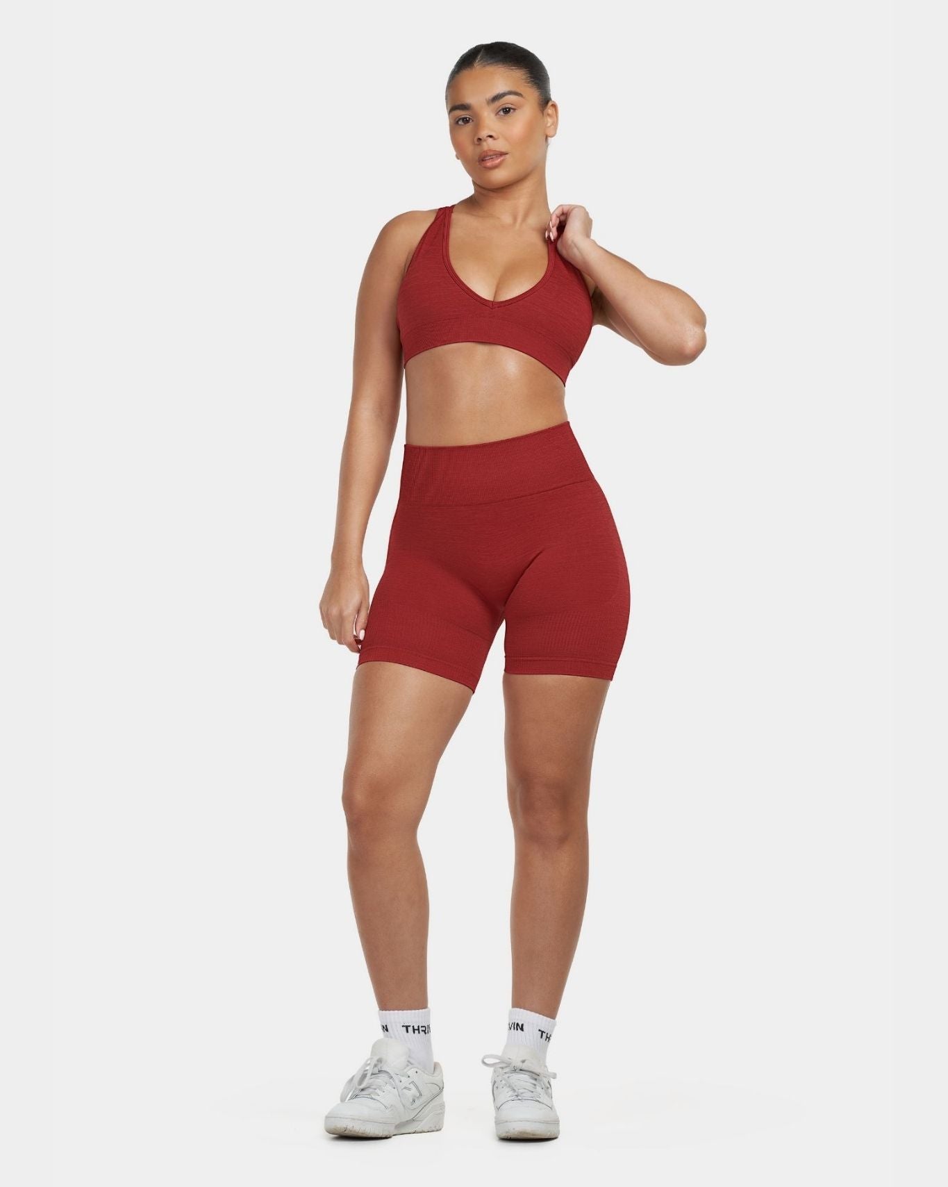 Seamless Sculpt Ribbed Contour Shorts | Cherry Spice