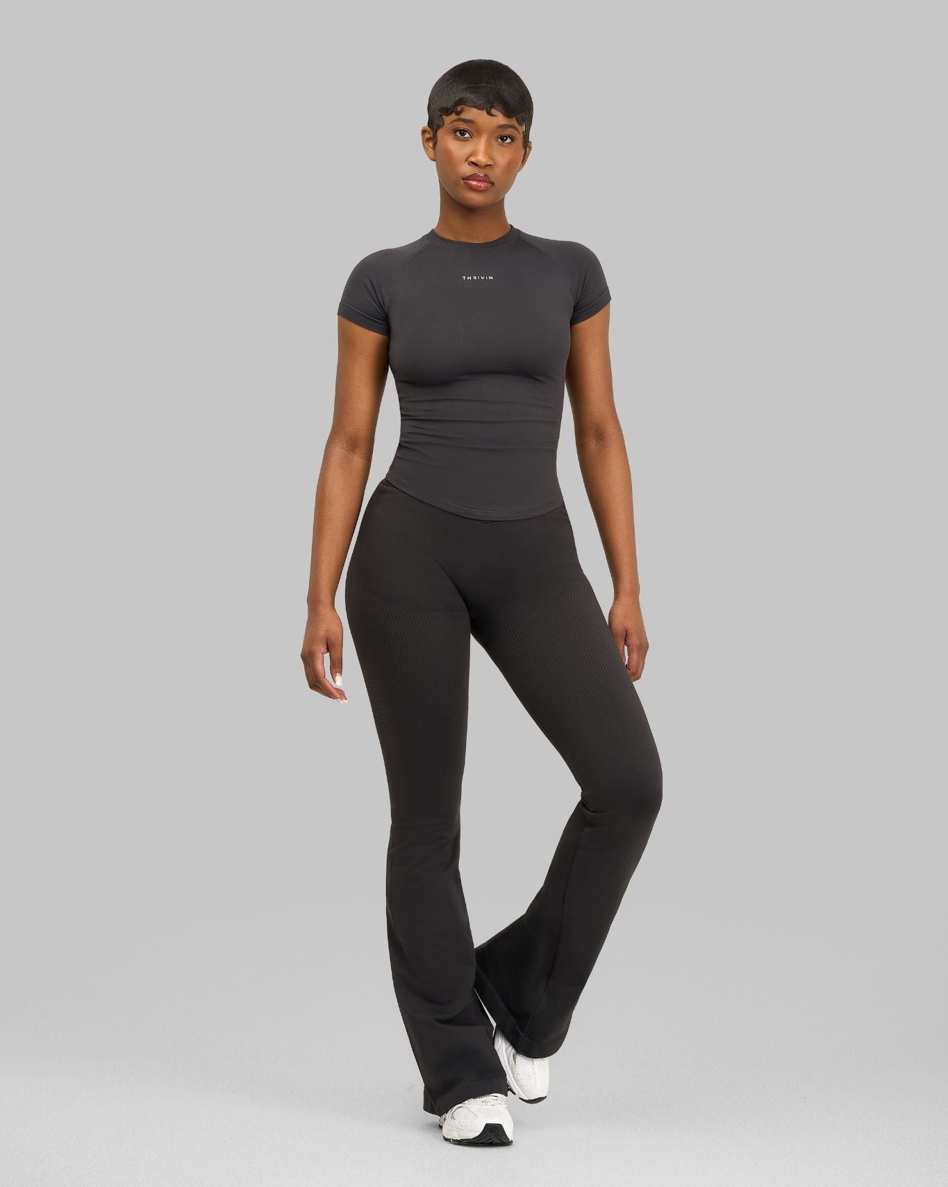 Elevate V-Waist Flared Leggings | Charcoal Grey