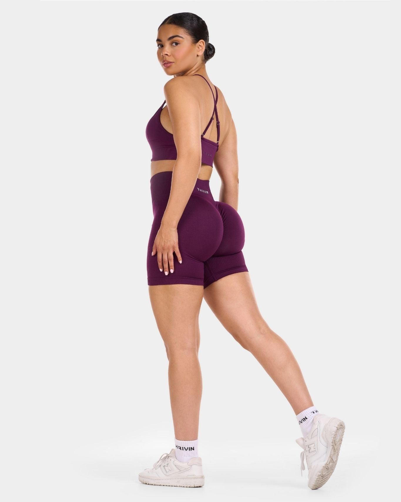 Seamless Sculpt Ribbed Contour Shorts | Plum