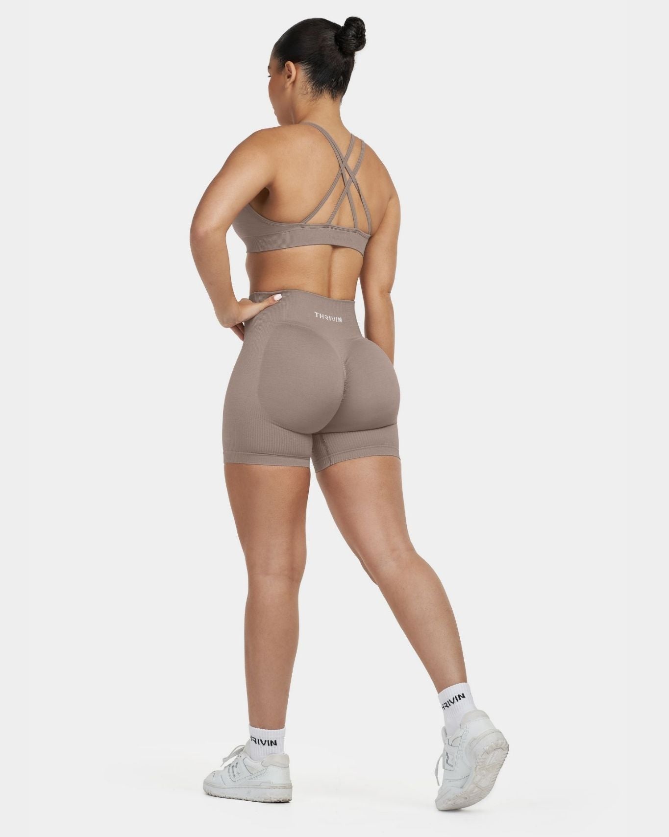 Seamless Sculpt Ribbed Contour Shorts | Khaki