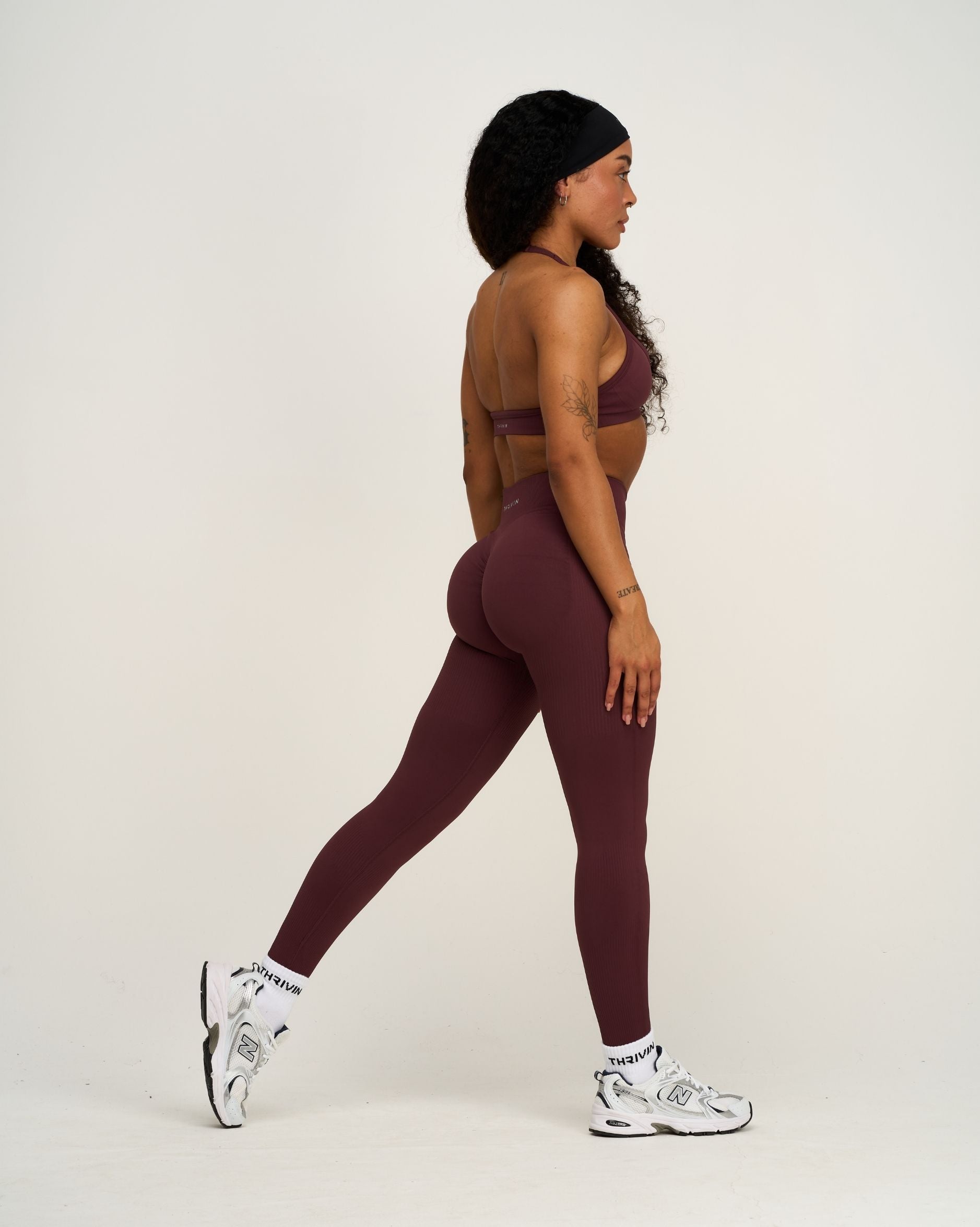 Elevate™ Ribbed Mid-Waisted Contour Leggings | Dark Mauve