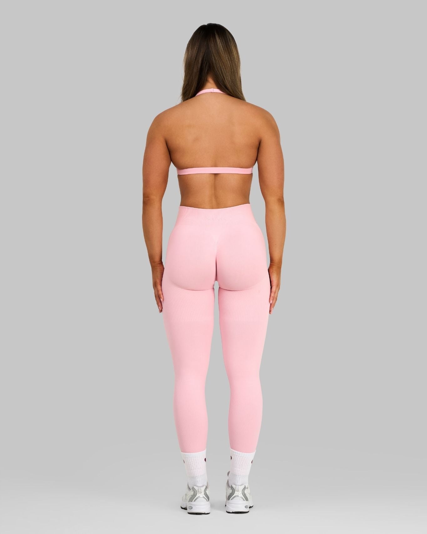 Elevate Ribbed Mid-Waisted Contour Leggings | Cotton Pink